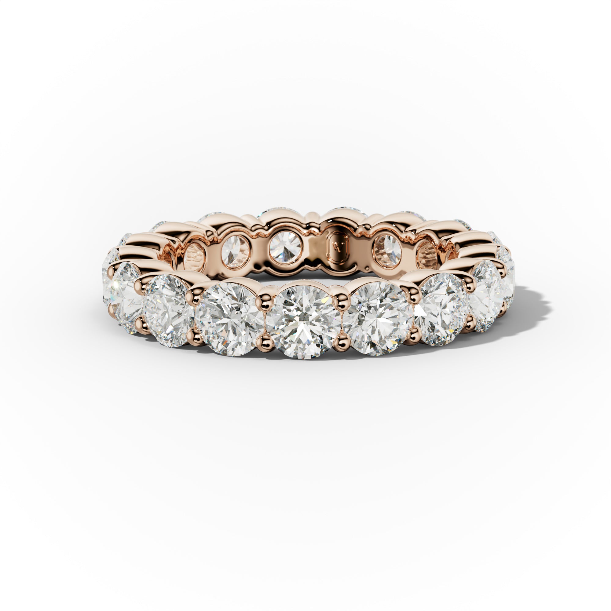 4.0 Carat Round Cut Diamond Classic Eternity Band Shared Prong