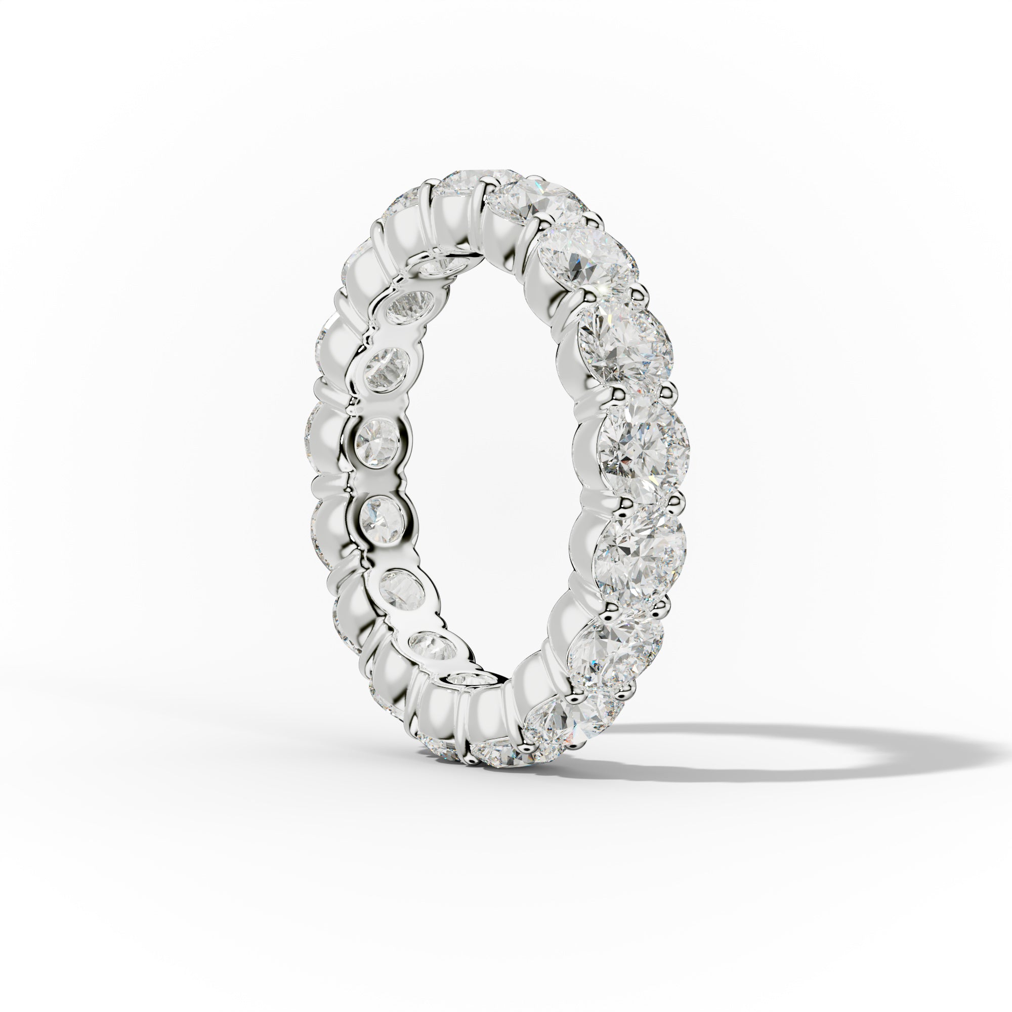 4.0 Carat Round Cut Diamond Classic Eternity Band Shared Prong