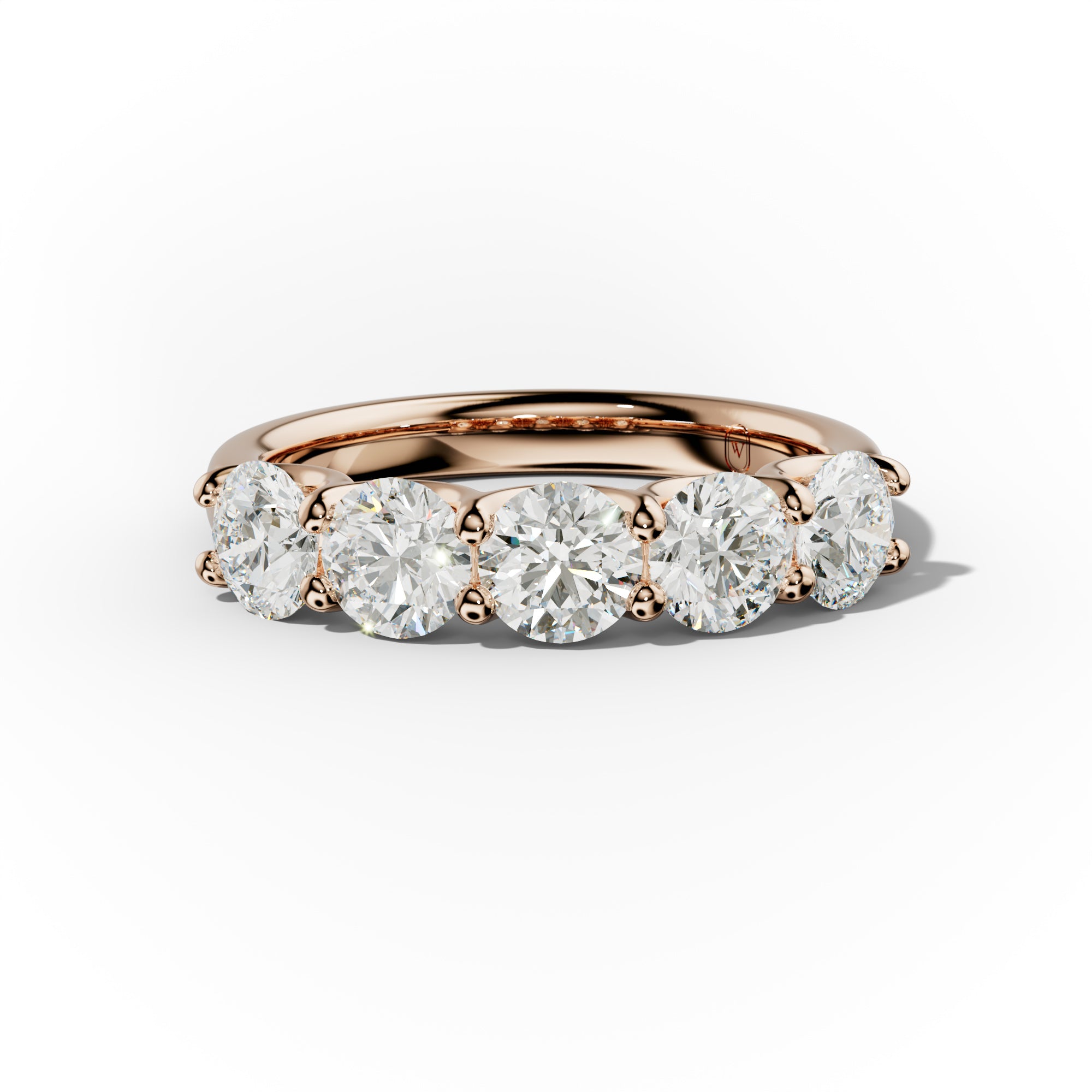 2.0 Carat 5 Stone Round Cut Diamond Anniversary Band