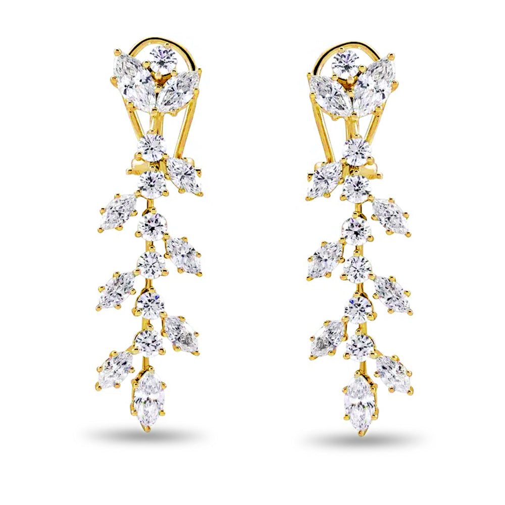 4.25 ct. Marquise Diamond Drop Earrings Flower Design-VIRABYANI