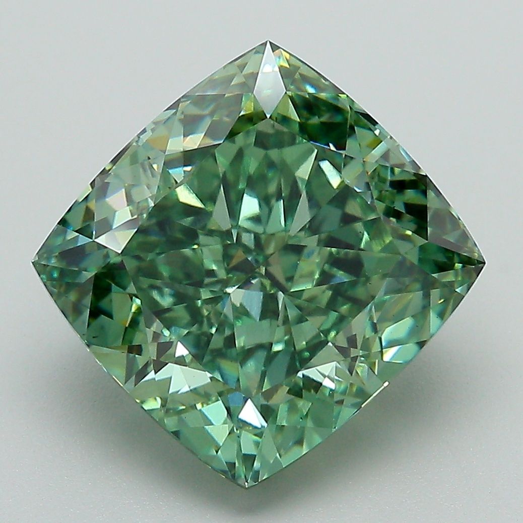 6.38 Carat Cushion Cut Fancy Green