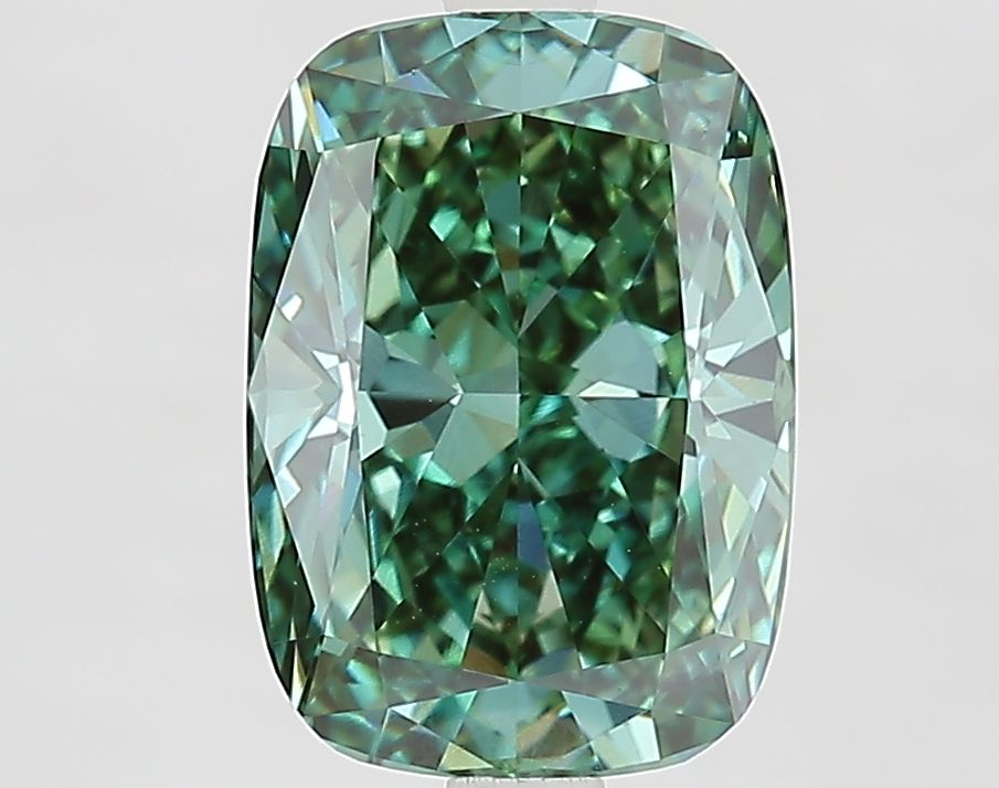 3.00 Carat Cushion Cut Fancy Green