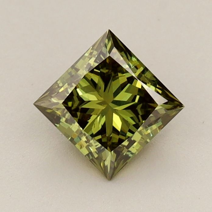 0.70 Carat Princess Cut Fancy Green