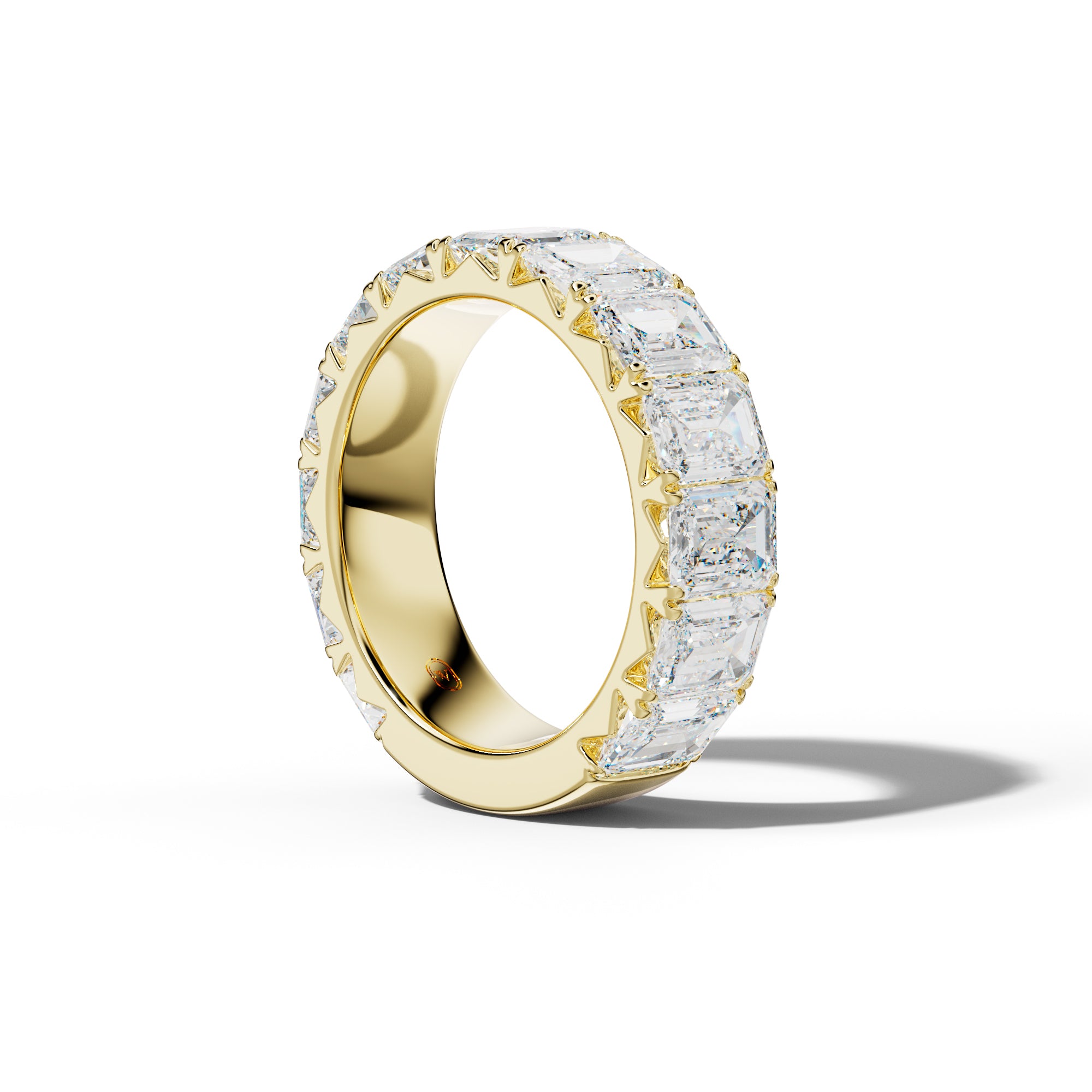 8.0 Carat Emerald Cut Diamond French Pave 3/4 Anniversary Band