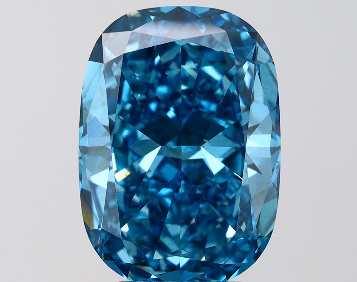 6.40 Carat Cushion Cut Fancy Blue