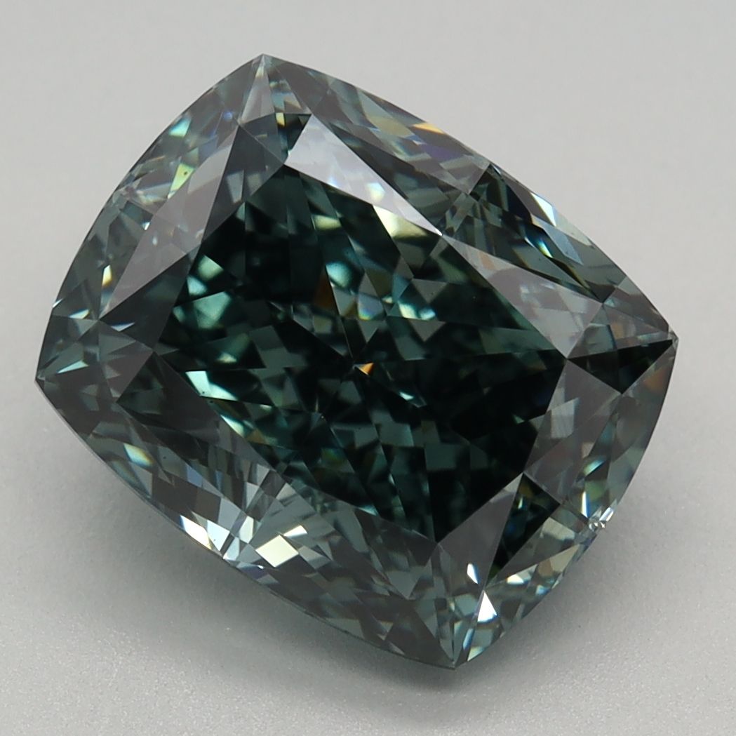 2.87 Carat Cushion Cut Fancy Green