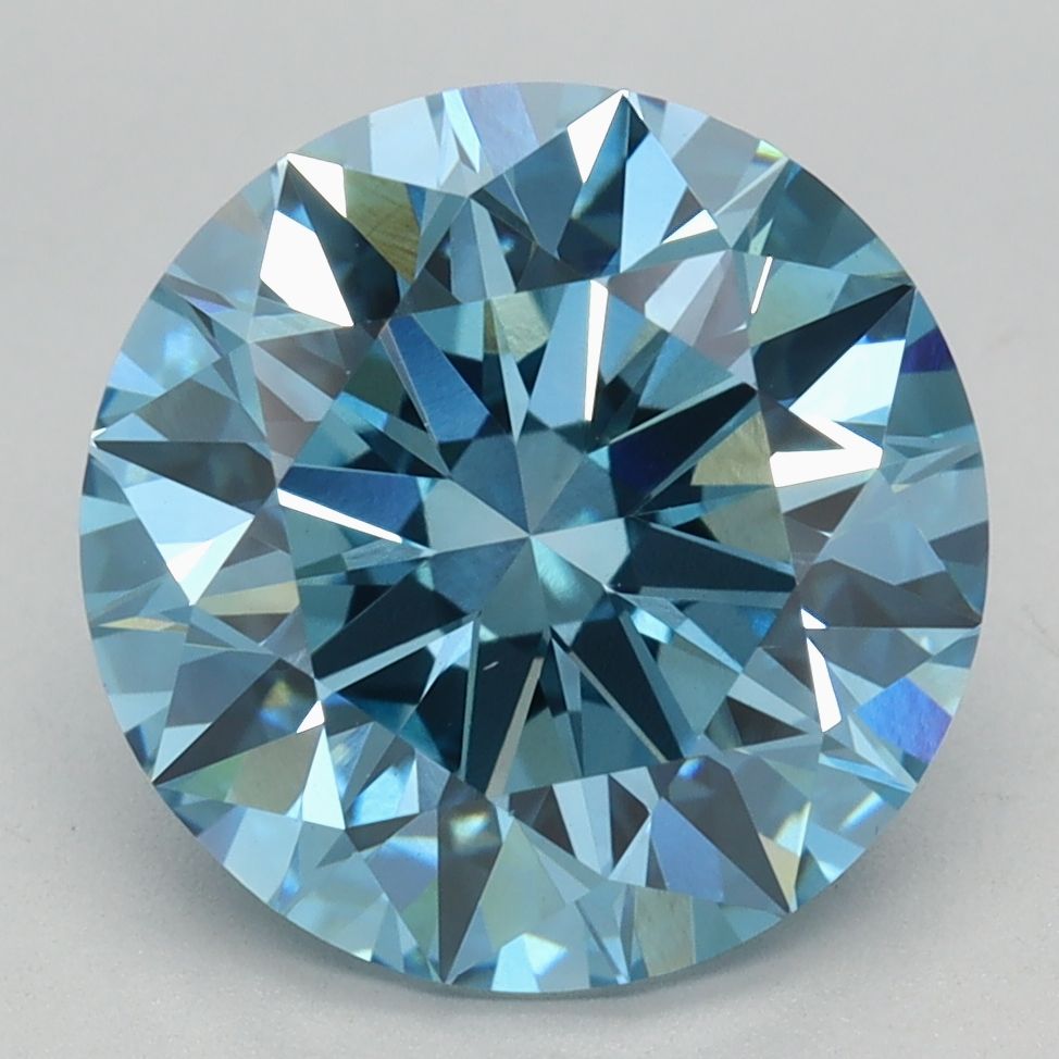 3.77 Carat Round Cut Fancy Blue