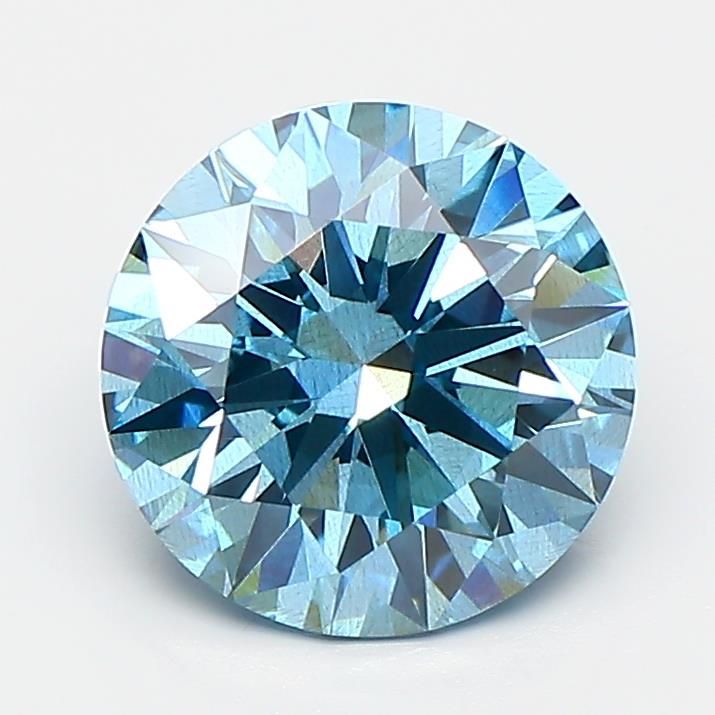2.09 Carat Round Cut Fancy Blue