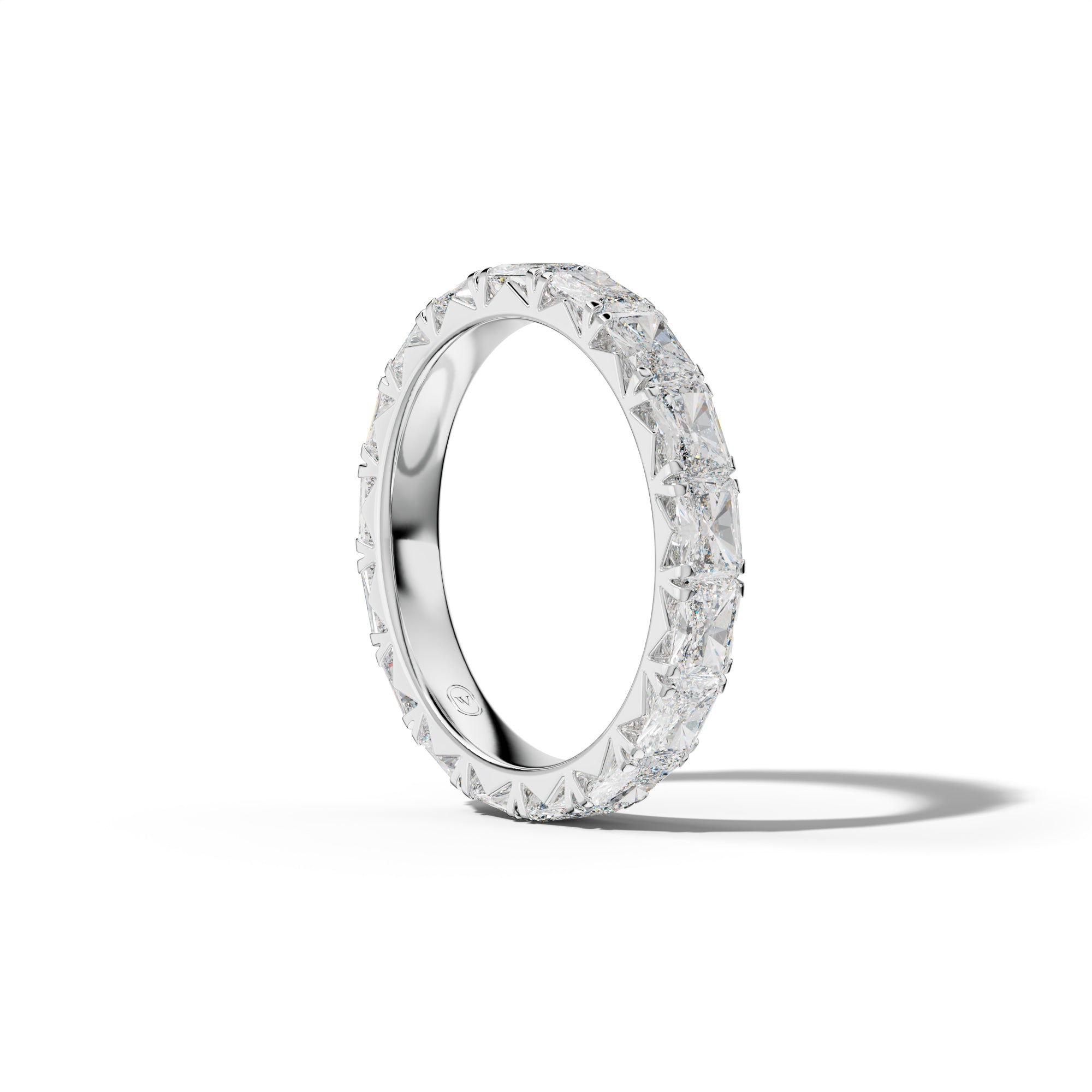 3.0 Carat East West Radiant Cut Diamond French Pave Eternity Band