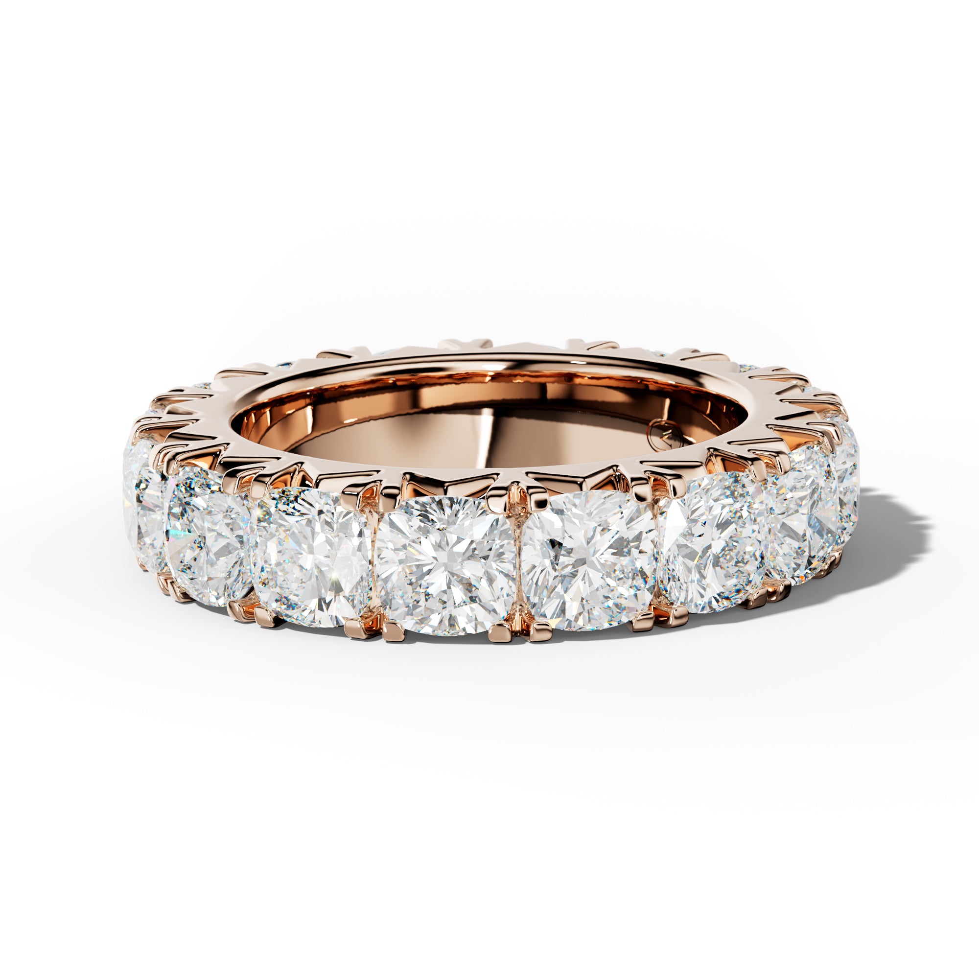 8.0 Carat Cushion Diamond French Pave Eternity Band