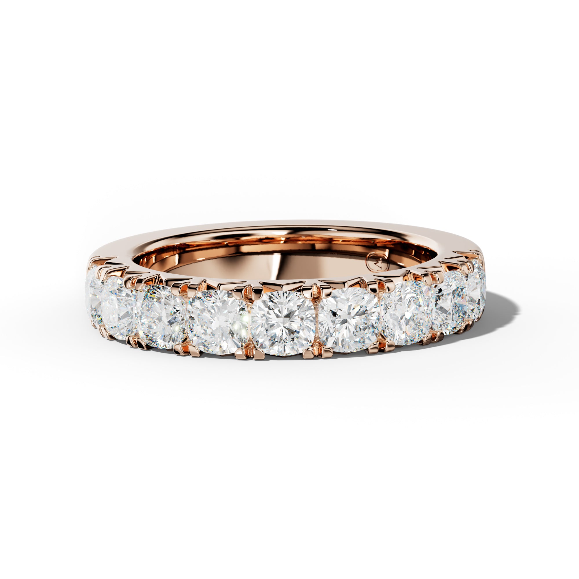 3.0 Carat Cushion Diamond French Pave Half Anniversary Band