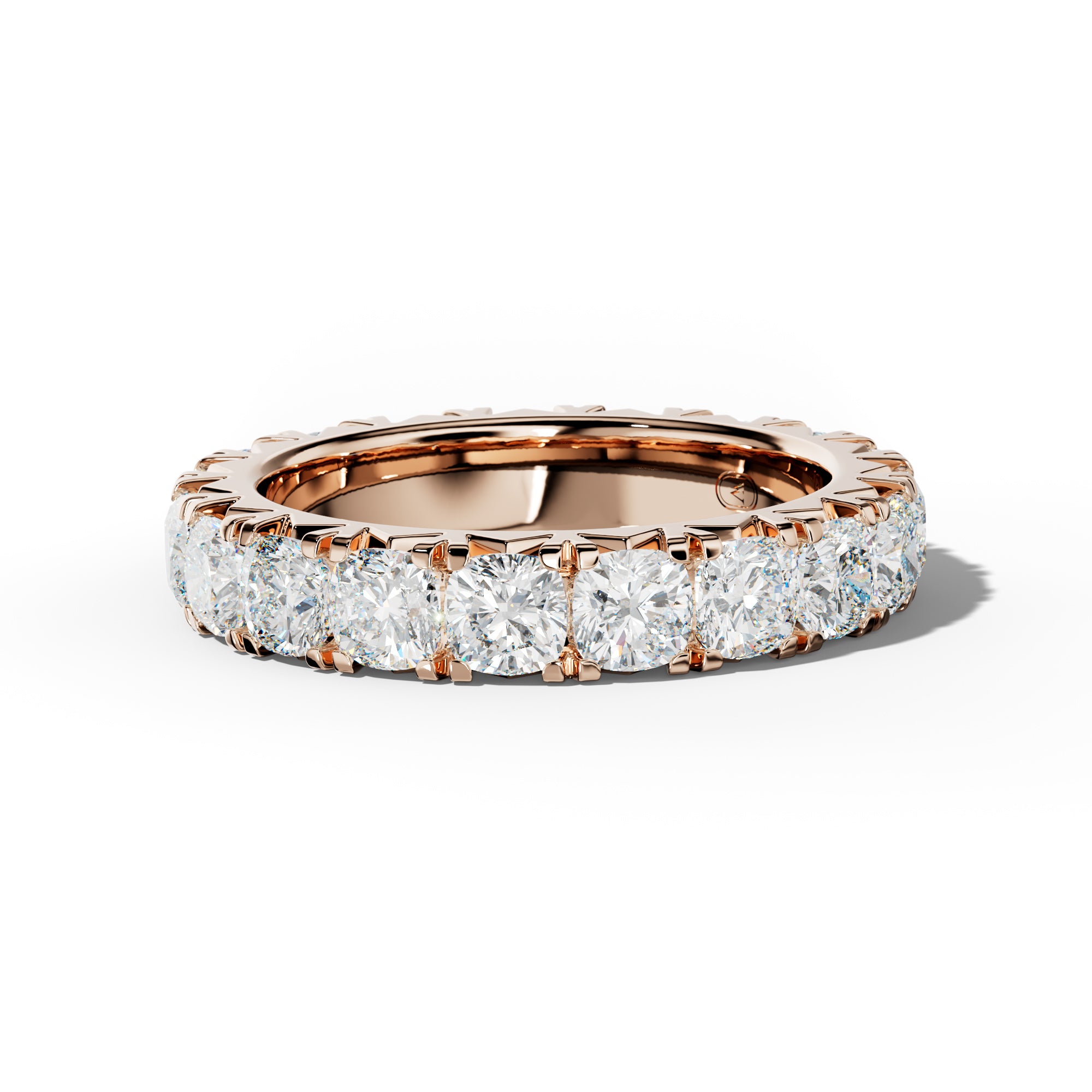 5.0 Carat Cushion Diamond French Pave Eternity Band