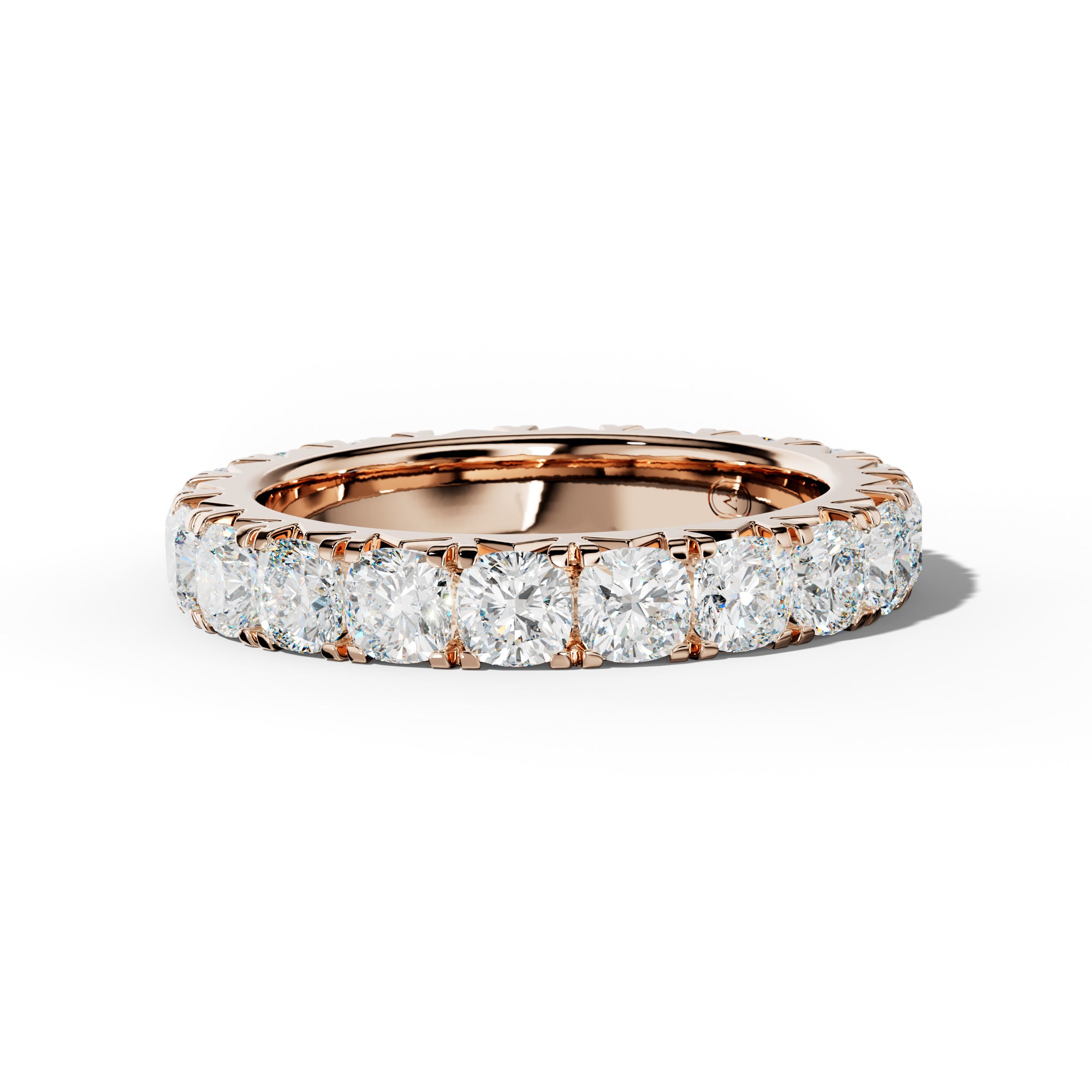 4.0 Carat Cushion Diamond French Pave Eternity Band