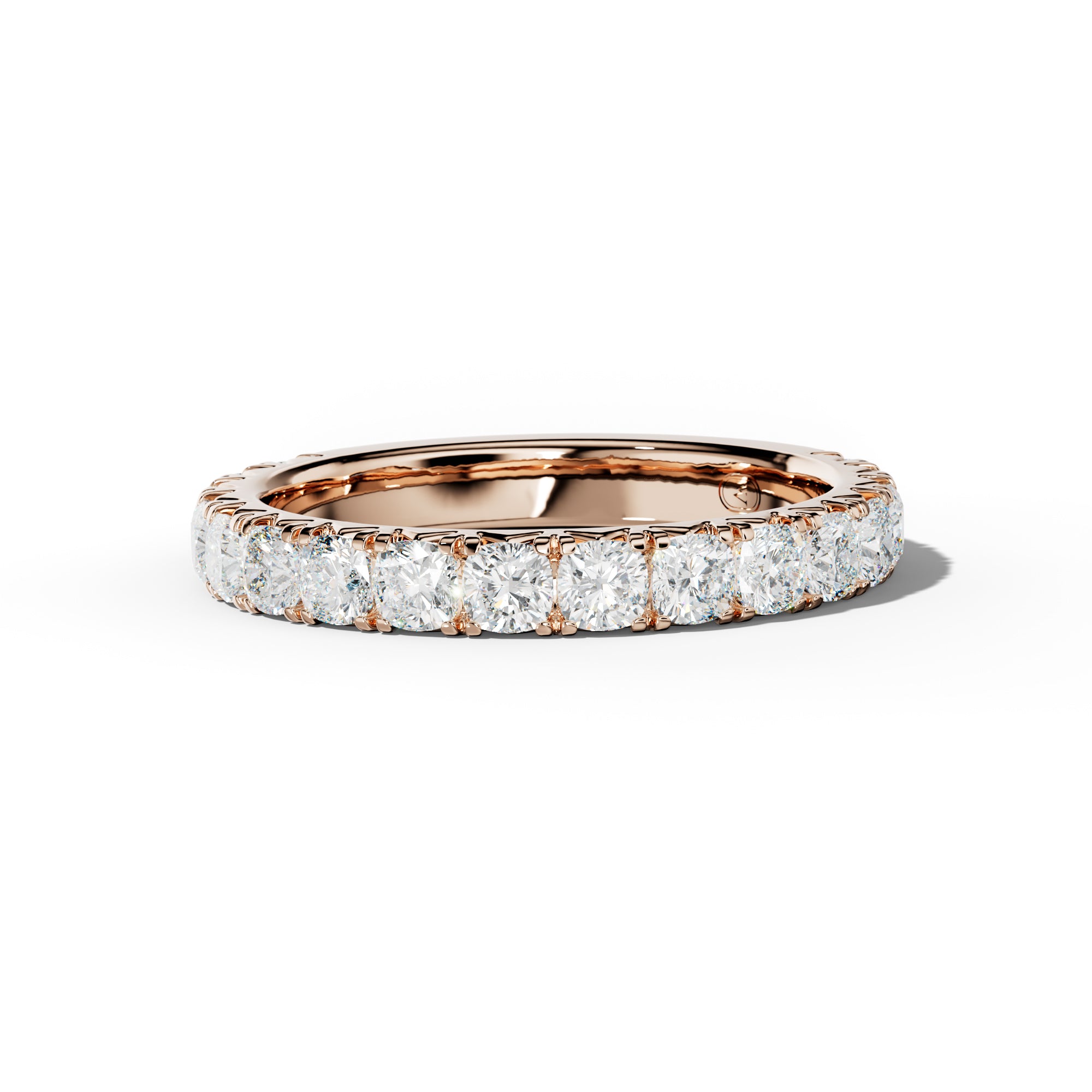 2.0 Carat Cushion Diamond French Pave 3/4 Anniversary Band
