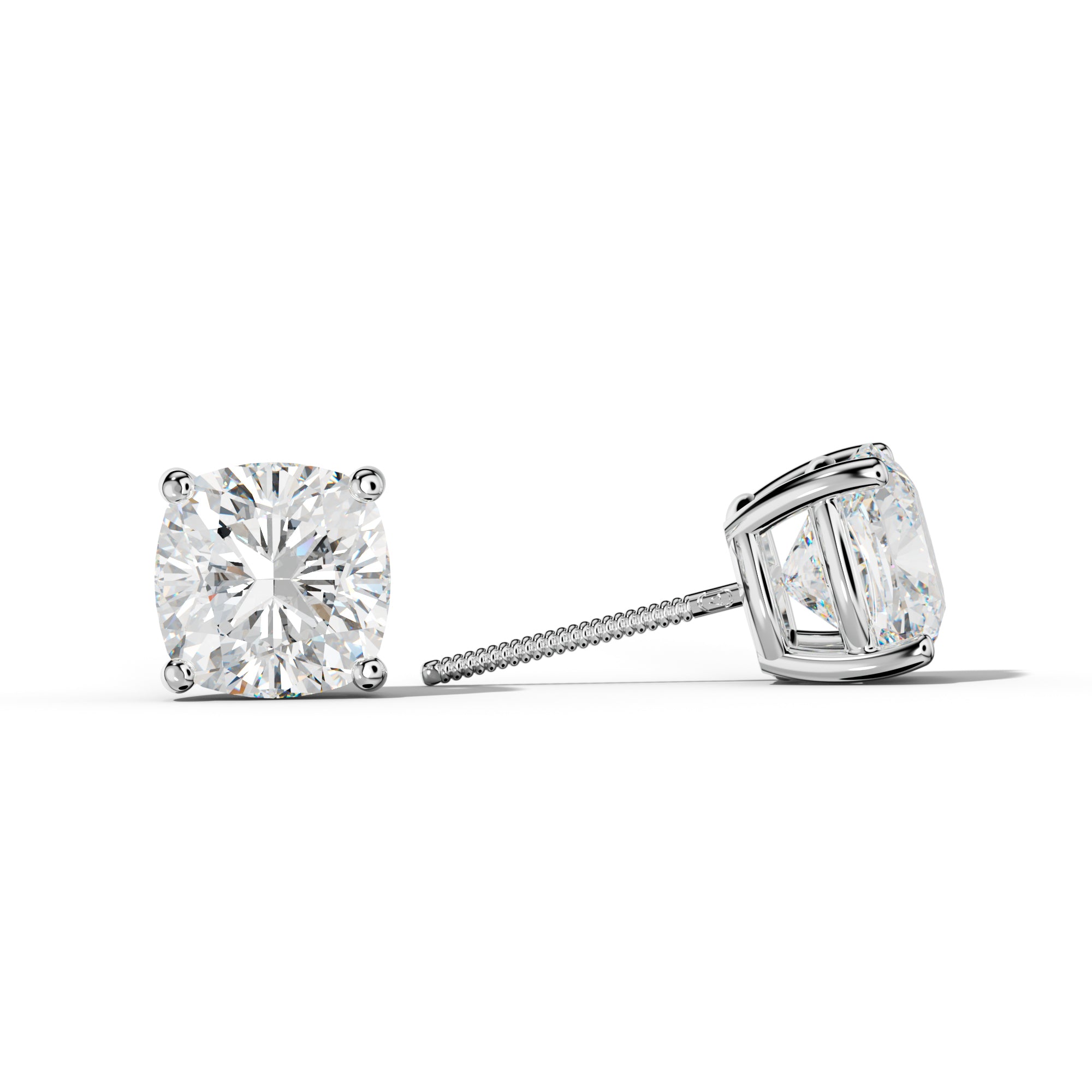 Cushion Diamond Stud Earrings With Classic Four Prongs