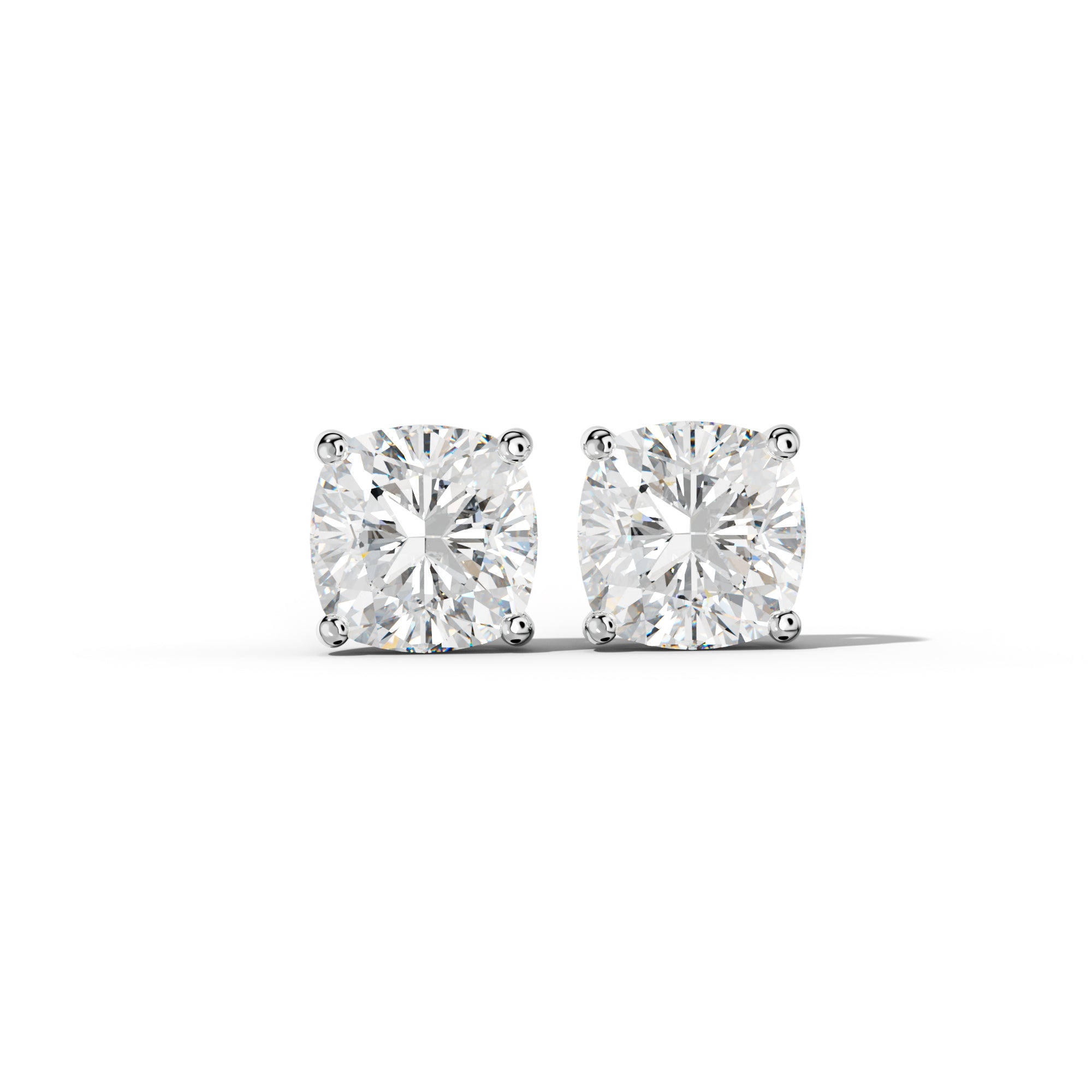 Cushion Diamond Stud Earrings With Classic Four Prongs