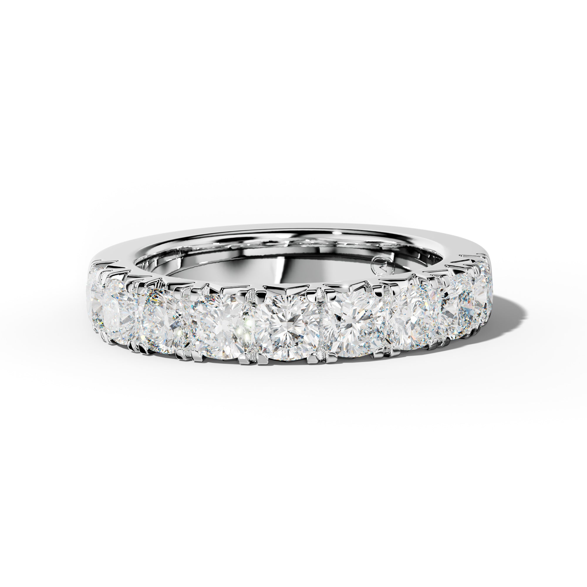 3.0 Carat Cushion Diamond French Pave Half Anniversary Band