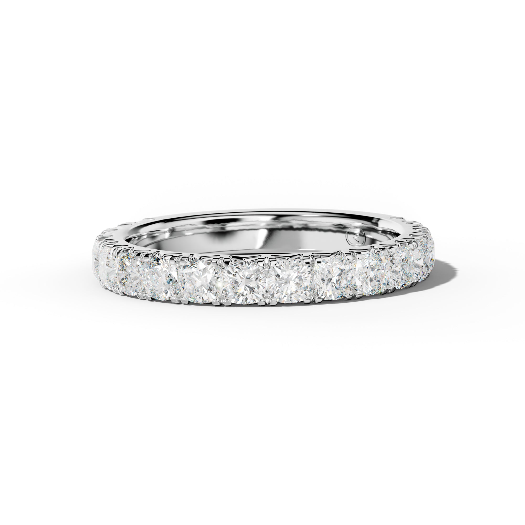 2.0 Carat Cushion Diamond French Pave 3/4 Anniversary Band