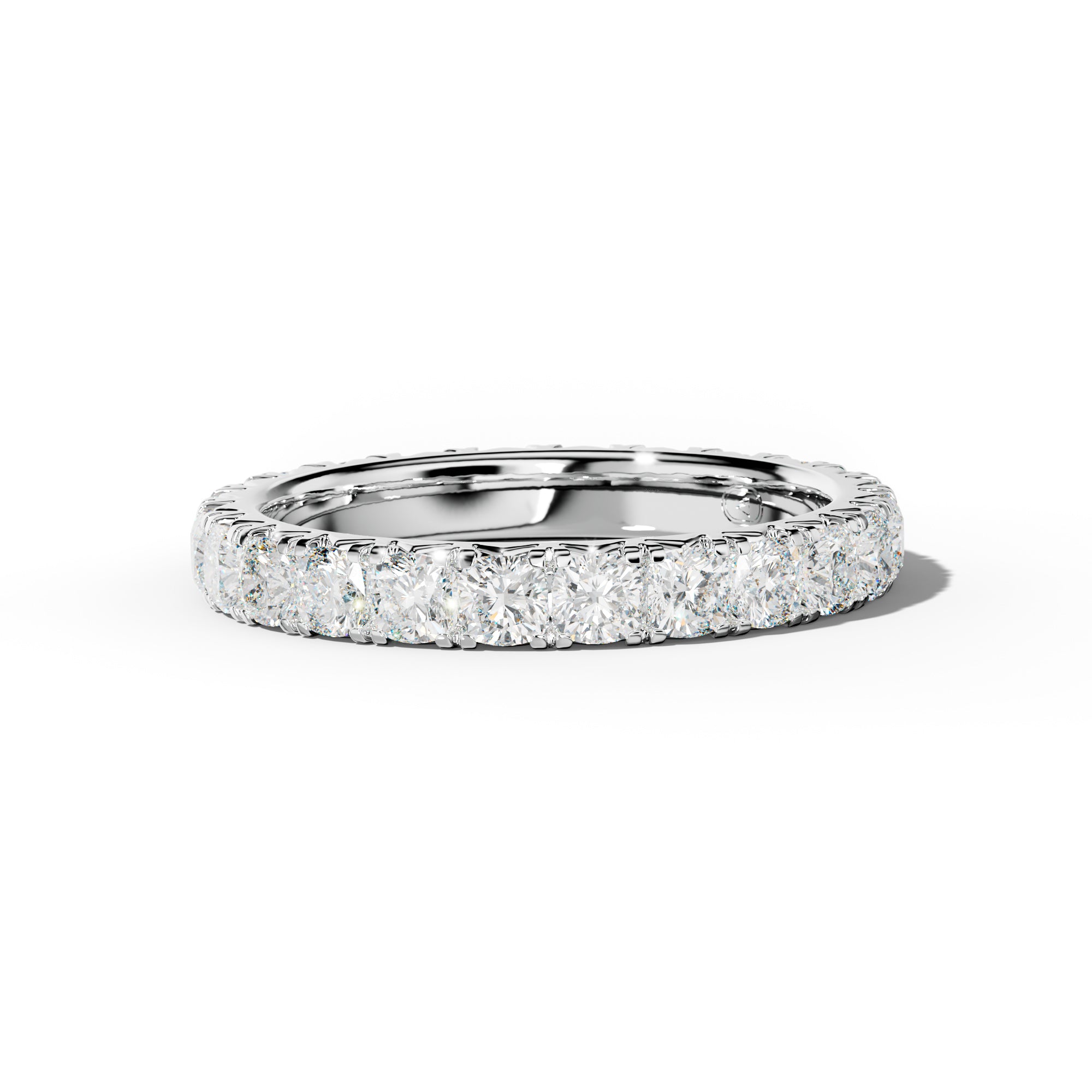 3.0 Carat Cushion Diamond French Pave Eternity Band