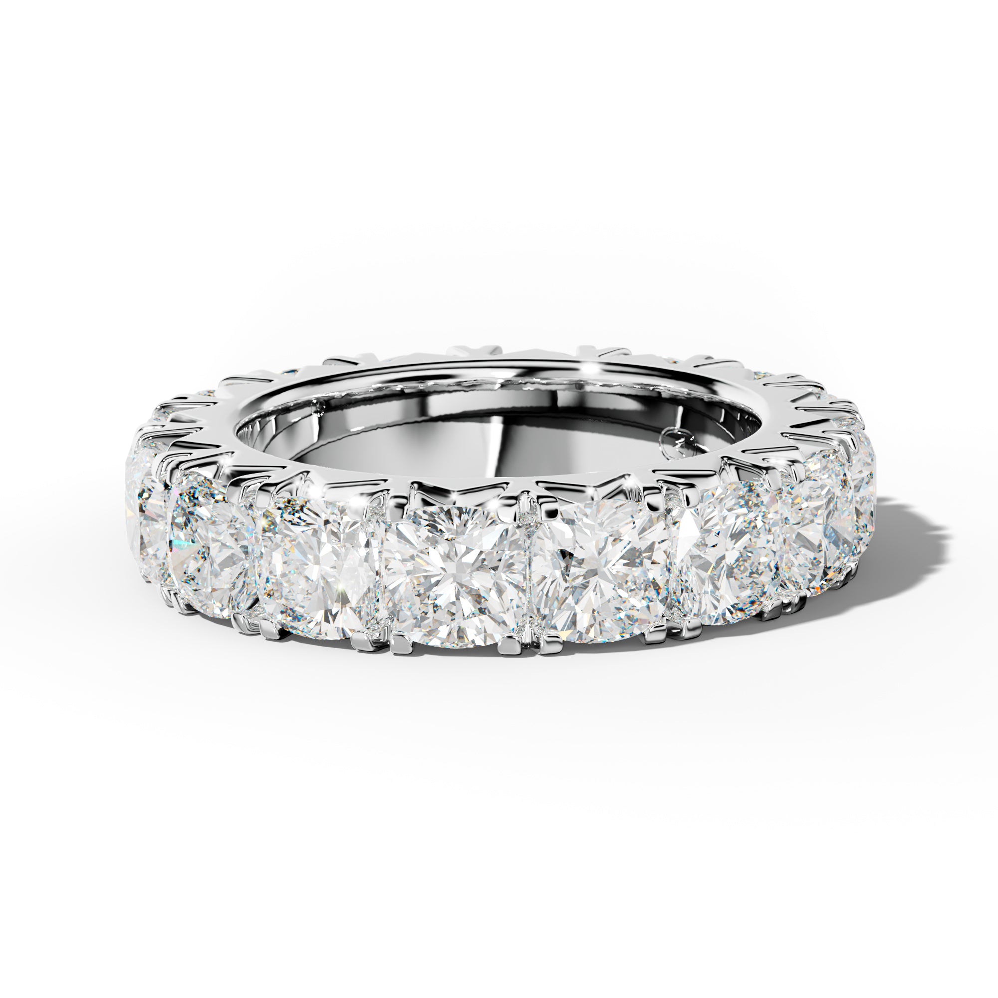8.0 Carat Cushion Diamond French Pave Eternity Band