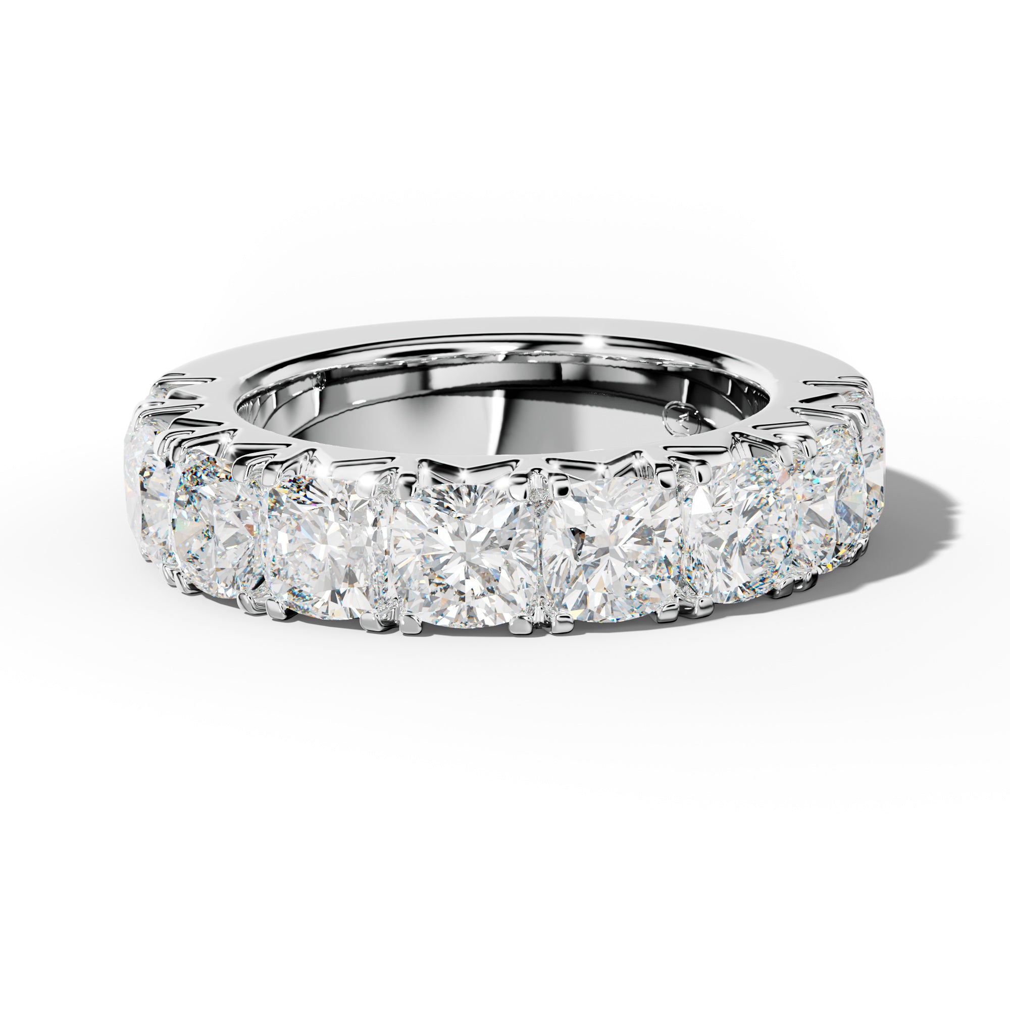 5.0 Carat Cushion Diamond French Pave Half Anniversary Band