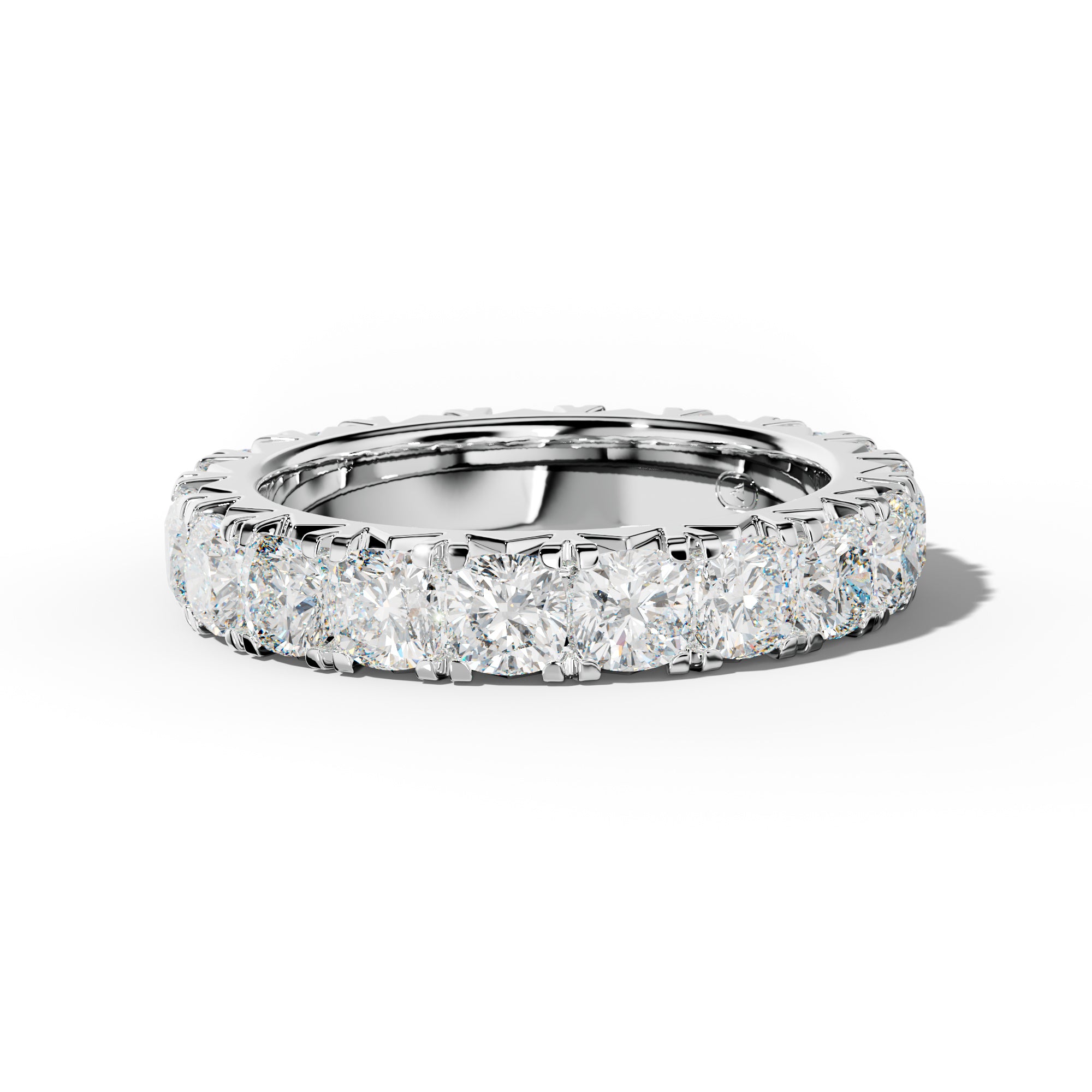 5.0 Carat Cushion Diamond French Pave Eternity Band