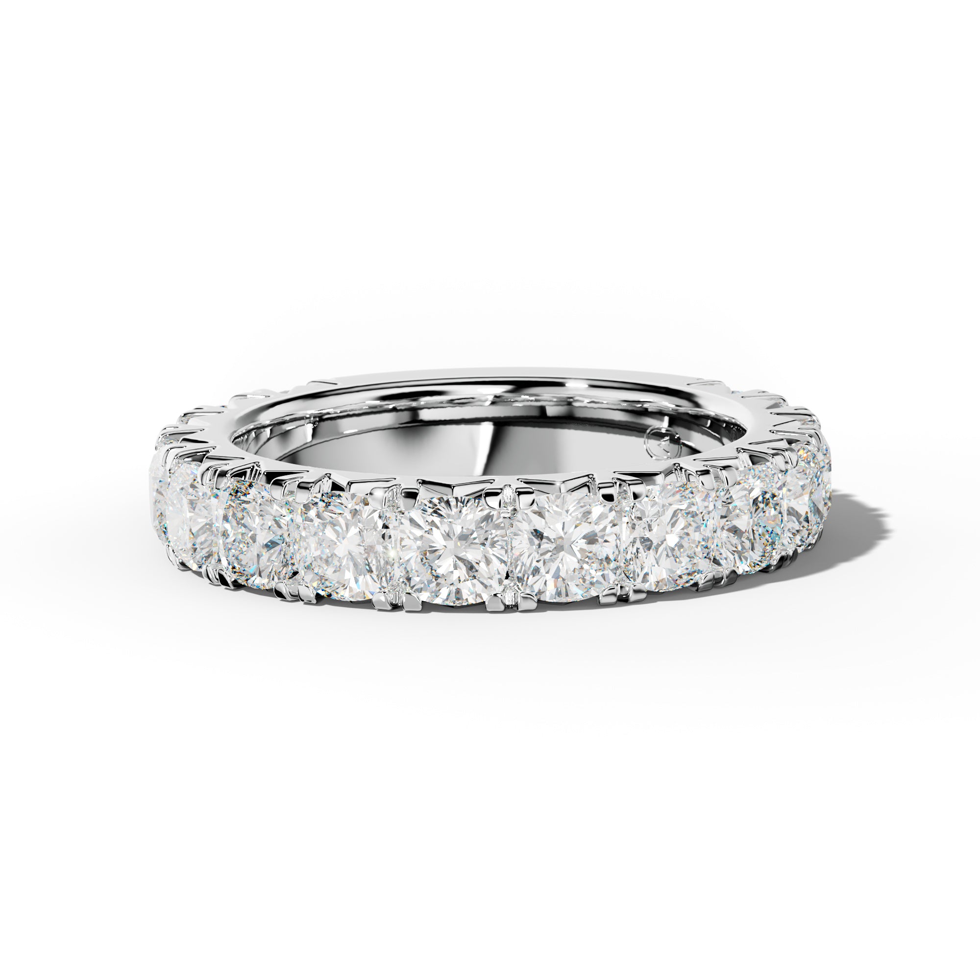4.0 Carat Cushion Diamond French Pave 3/4 Anniversary Band