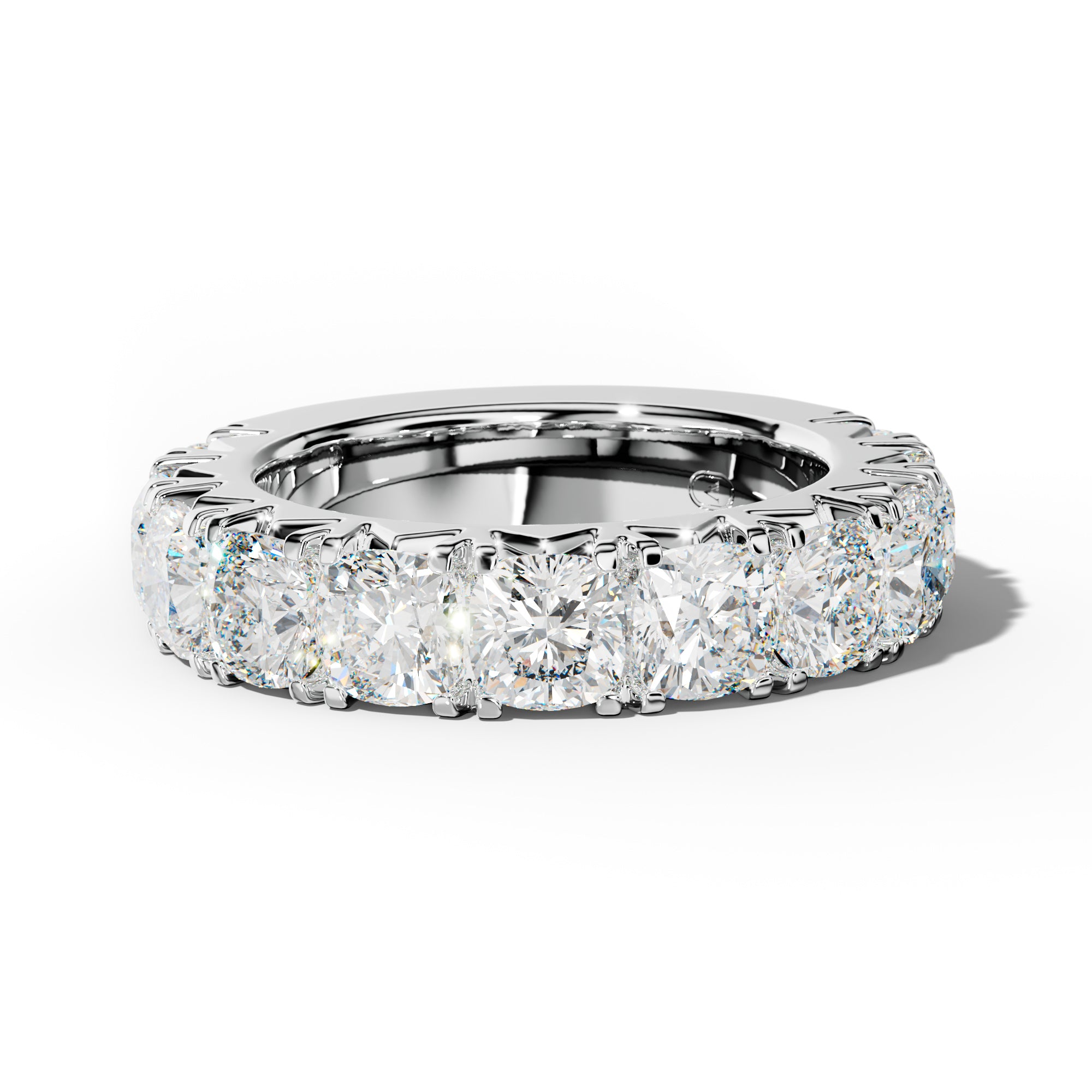 6.0 Carat Cushion Diamond French Pave 3/4 Anniversary Band