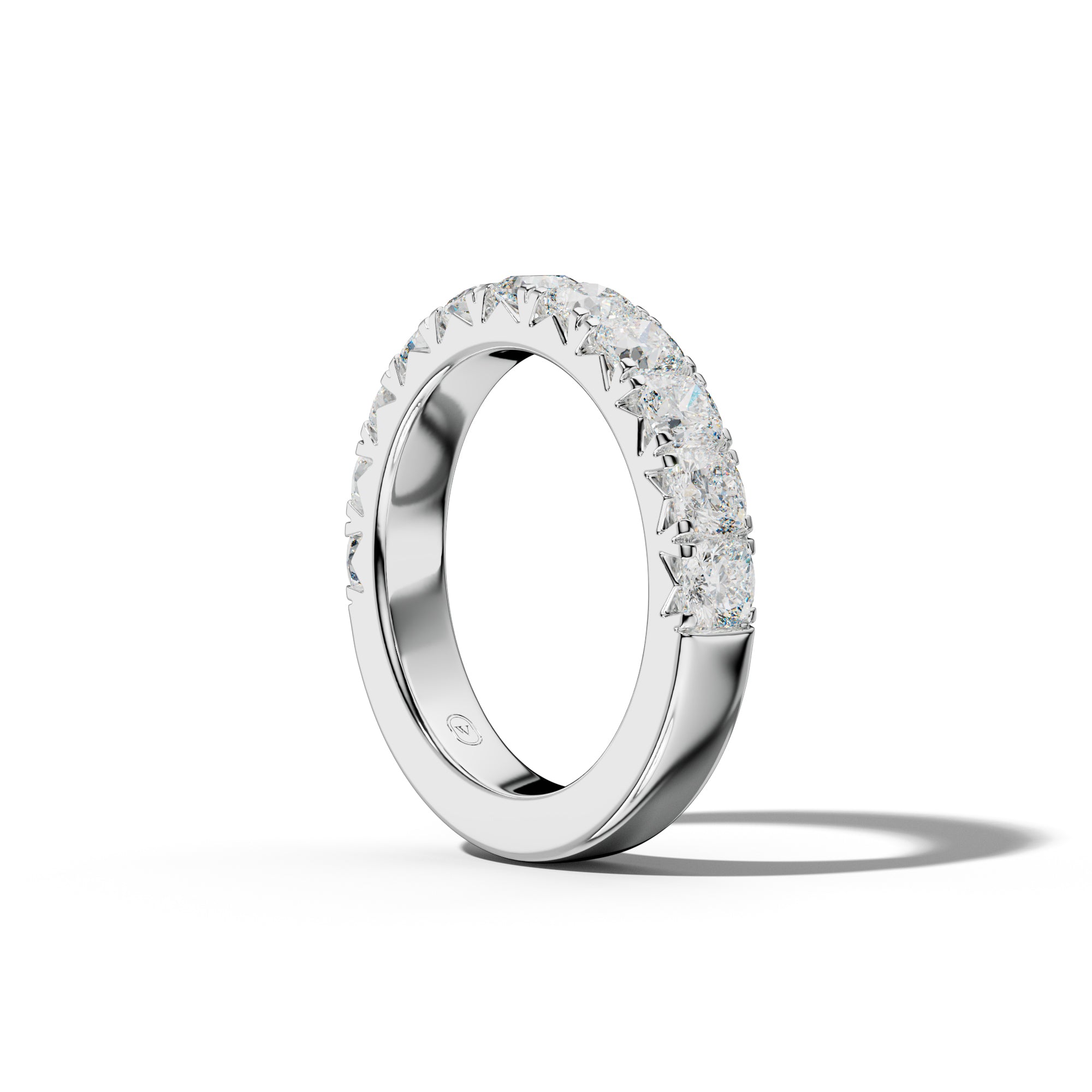 2.0 Carat Cushion Diamond French Pave Half Anniversary Band