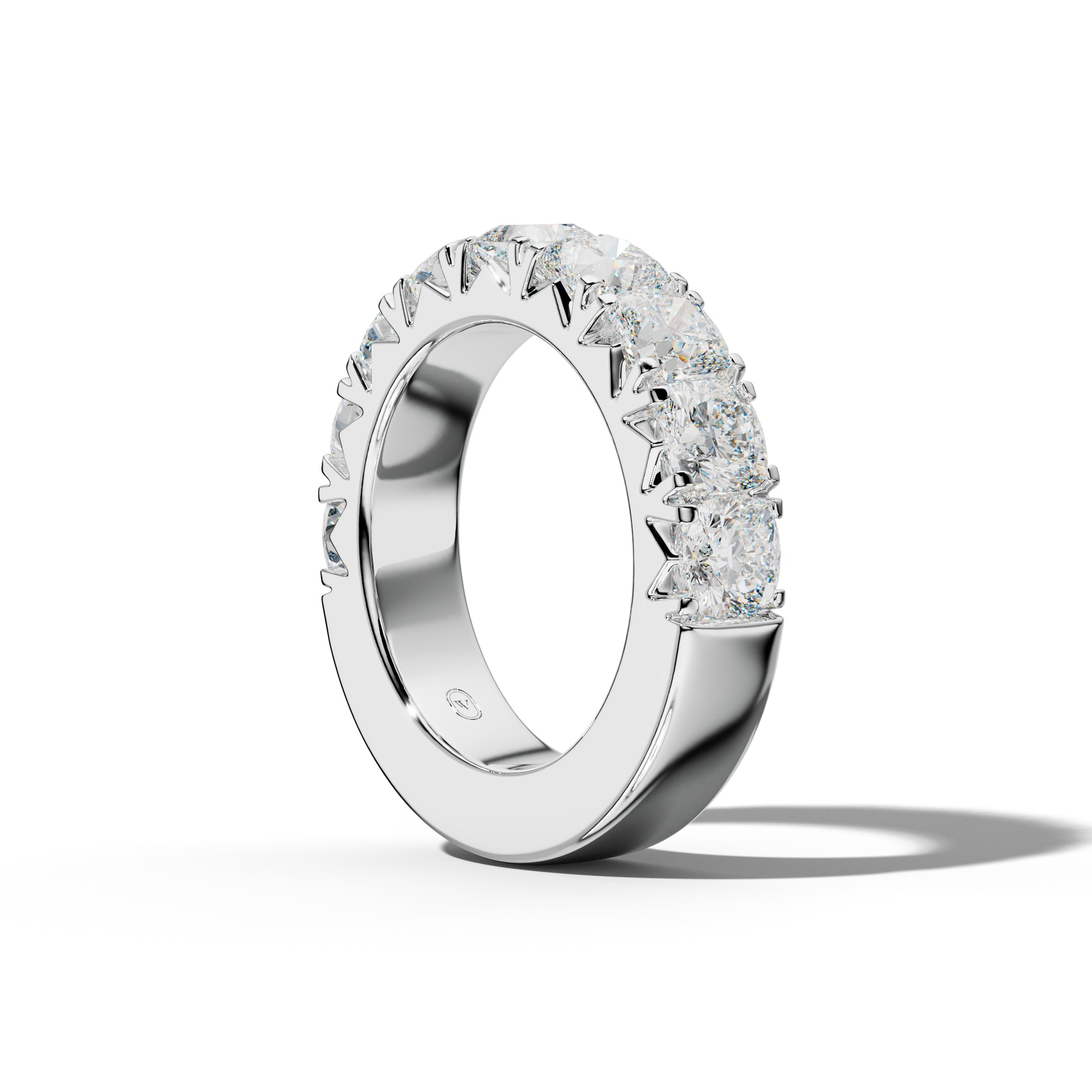 5.0 Carat Cushion Diamond French Pave Half Anniversary Band
