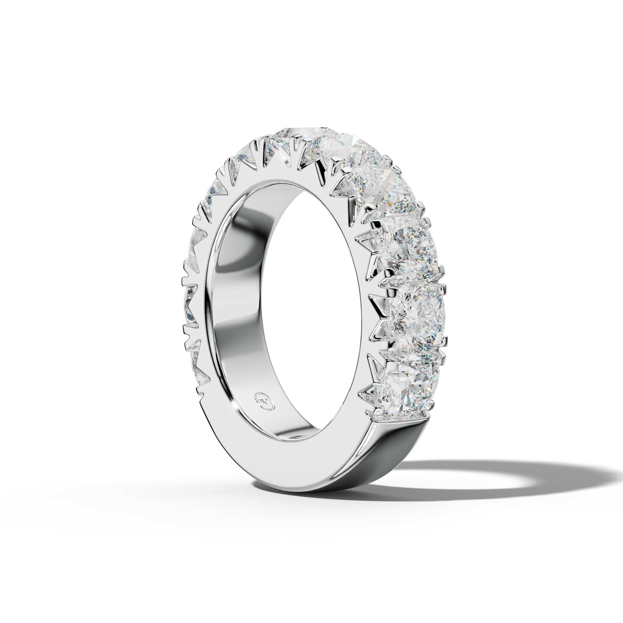 6.0 Carat Cushion Diamond French Pave 3/4 Anniversary Band