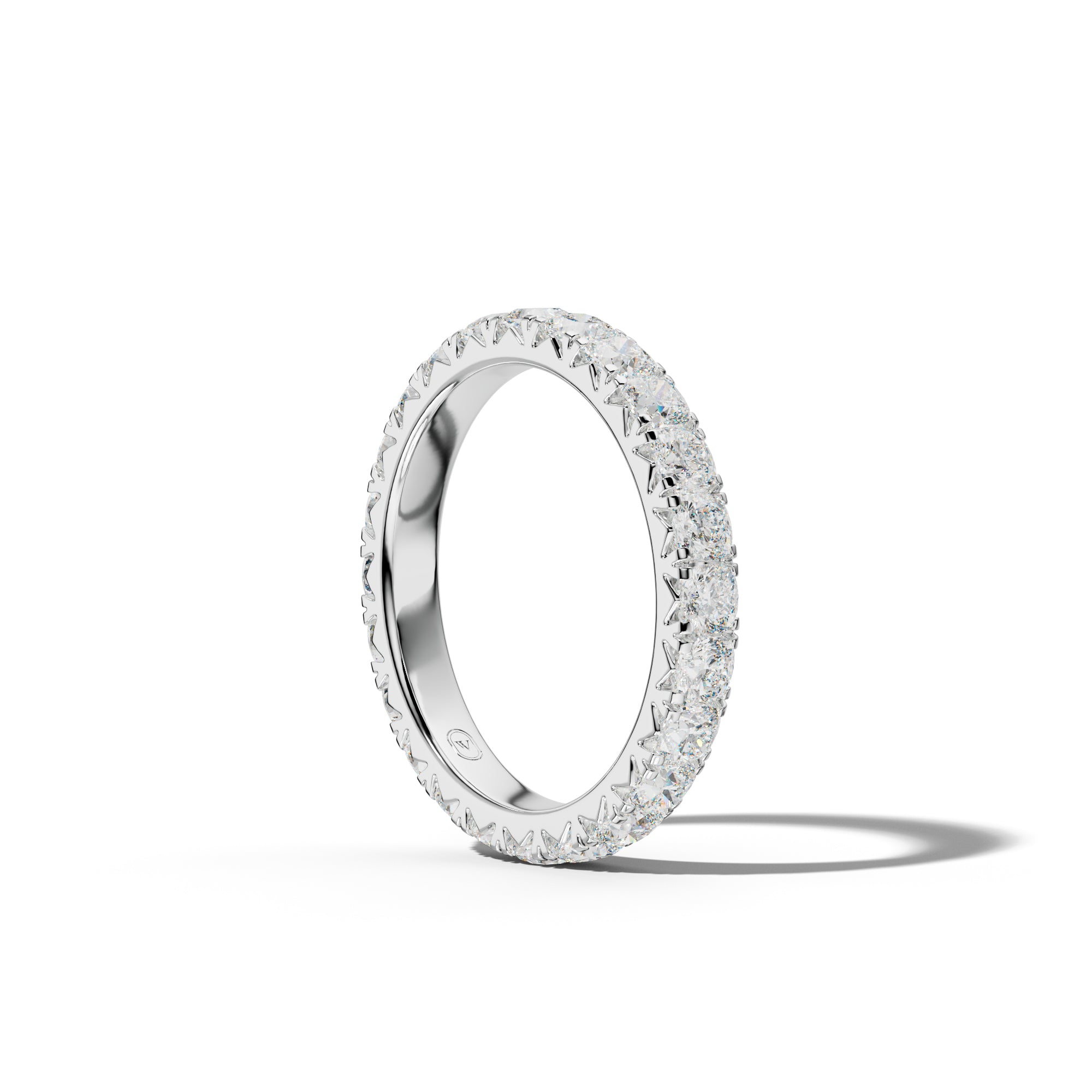 3.0 Carat Cushion Diamond French Pave Eternity Band