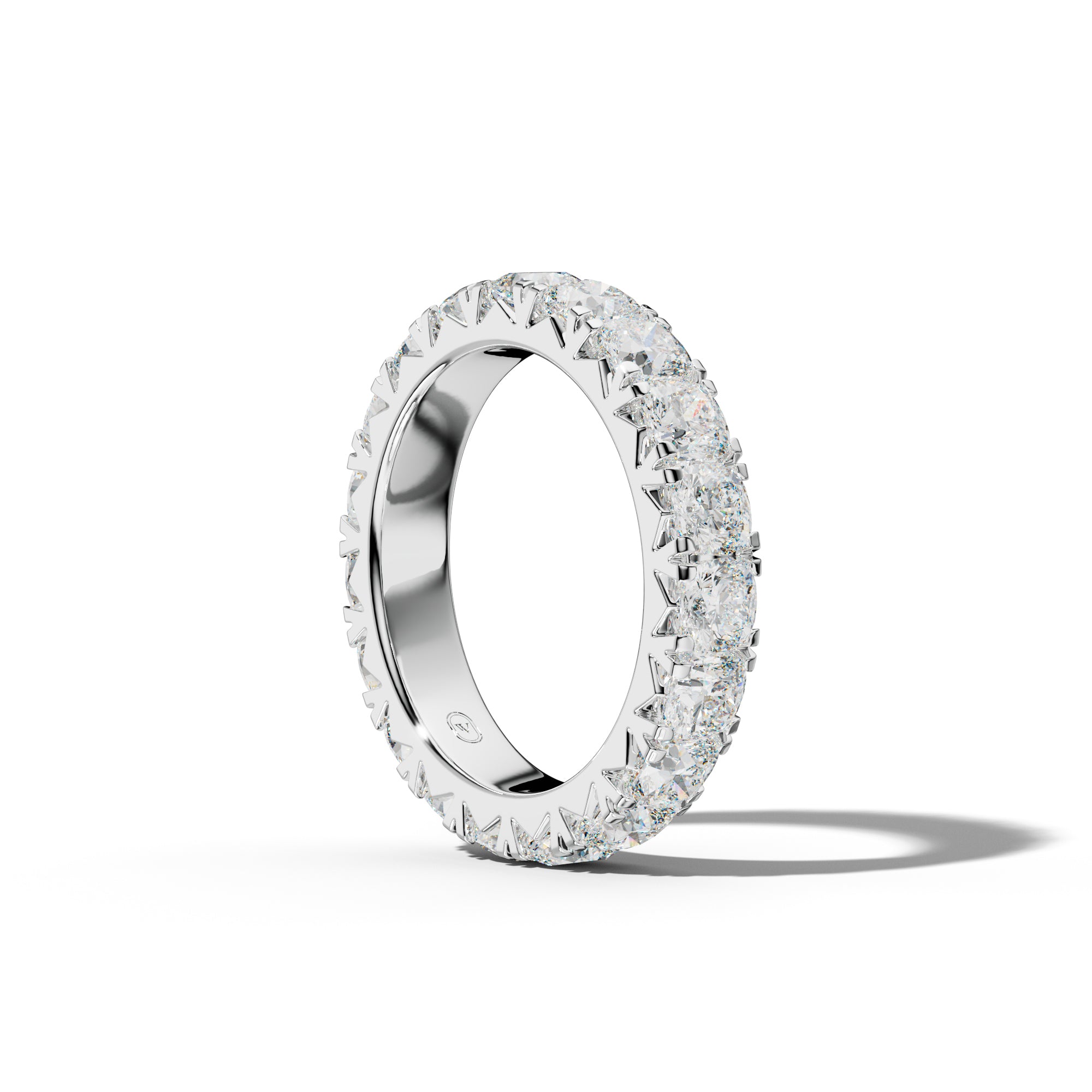 5.0 Carat Cushion Diamond French Pave Eternity Band