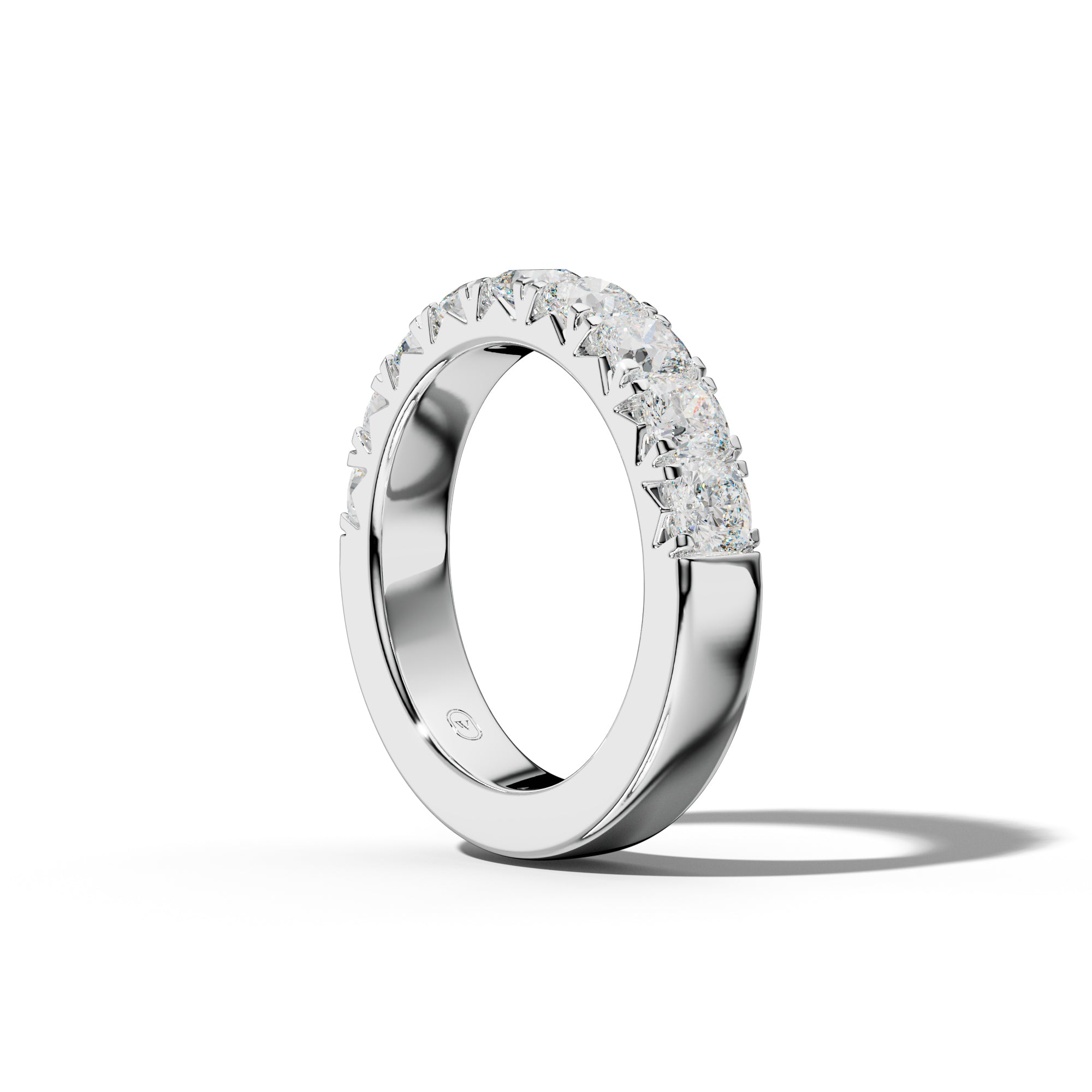 3.0 Carat Cushion Diamond French Pave Half Anniversary Band