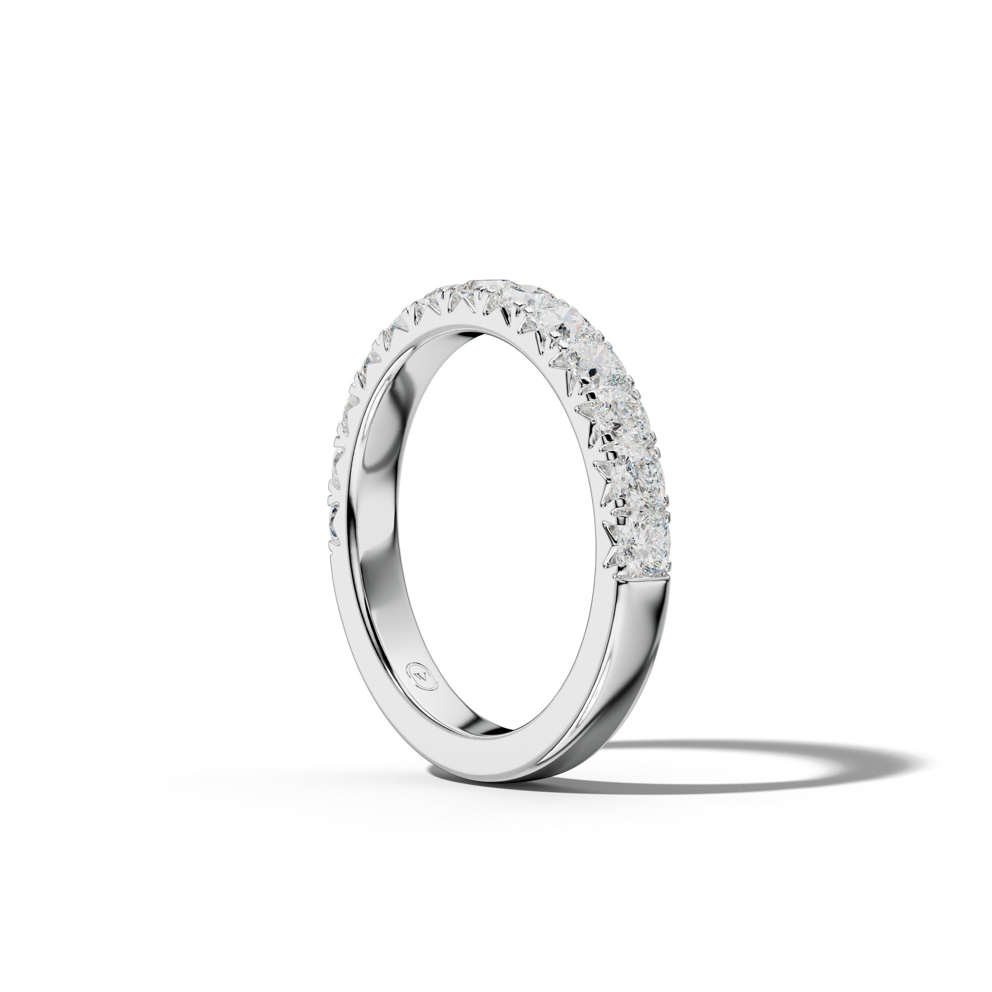1.0 Carat Cushion Diamond French Pave Half Anniversary  Band