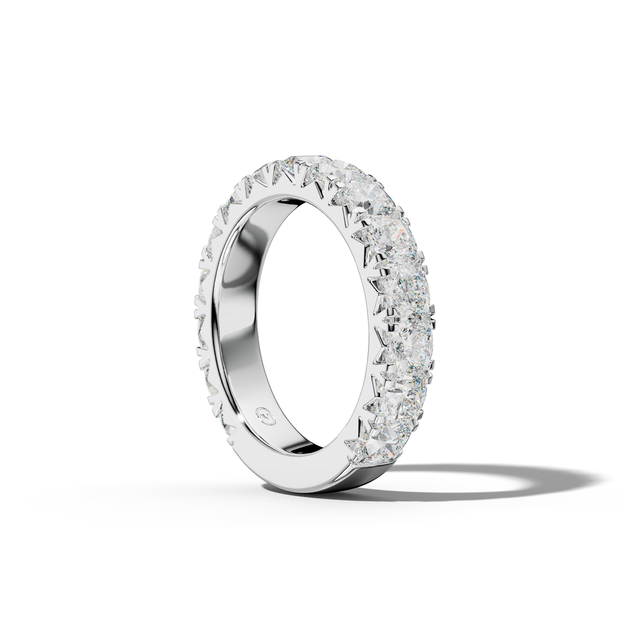 4.0 Carat Cushion Diamond French Pave 3/4 Anniversary Band