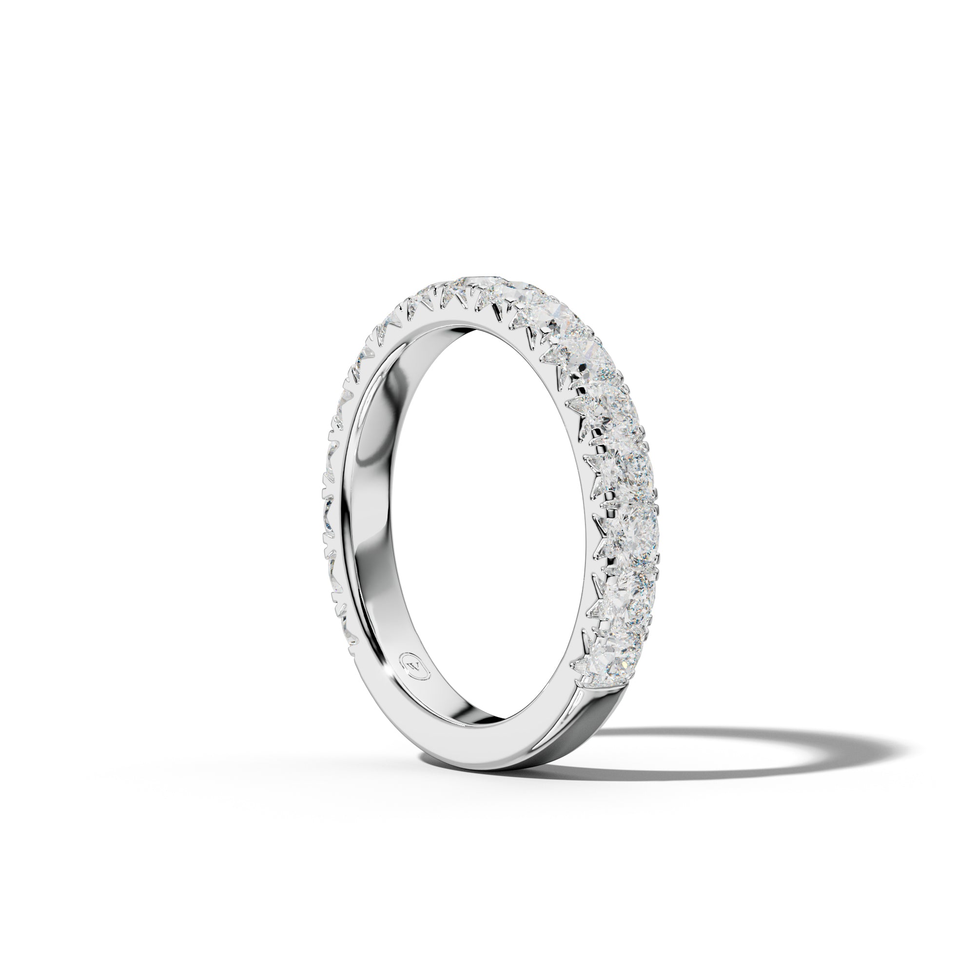 2.0 Carat Cushion Diamond French Pave 3/4 Anniversary Band