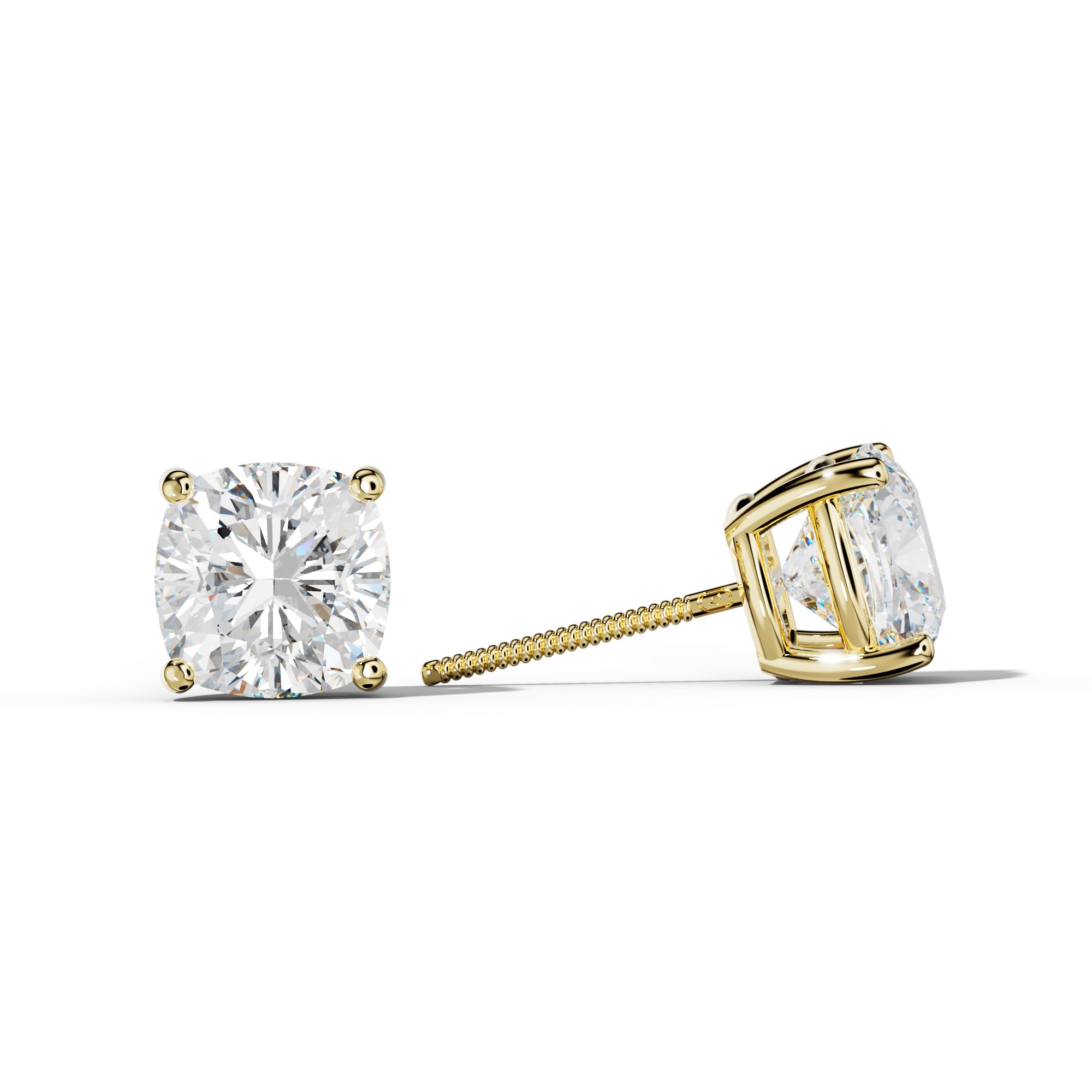 Cushion Diamond Stud Earrings With Classic Four Prongs