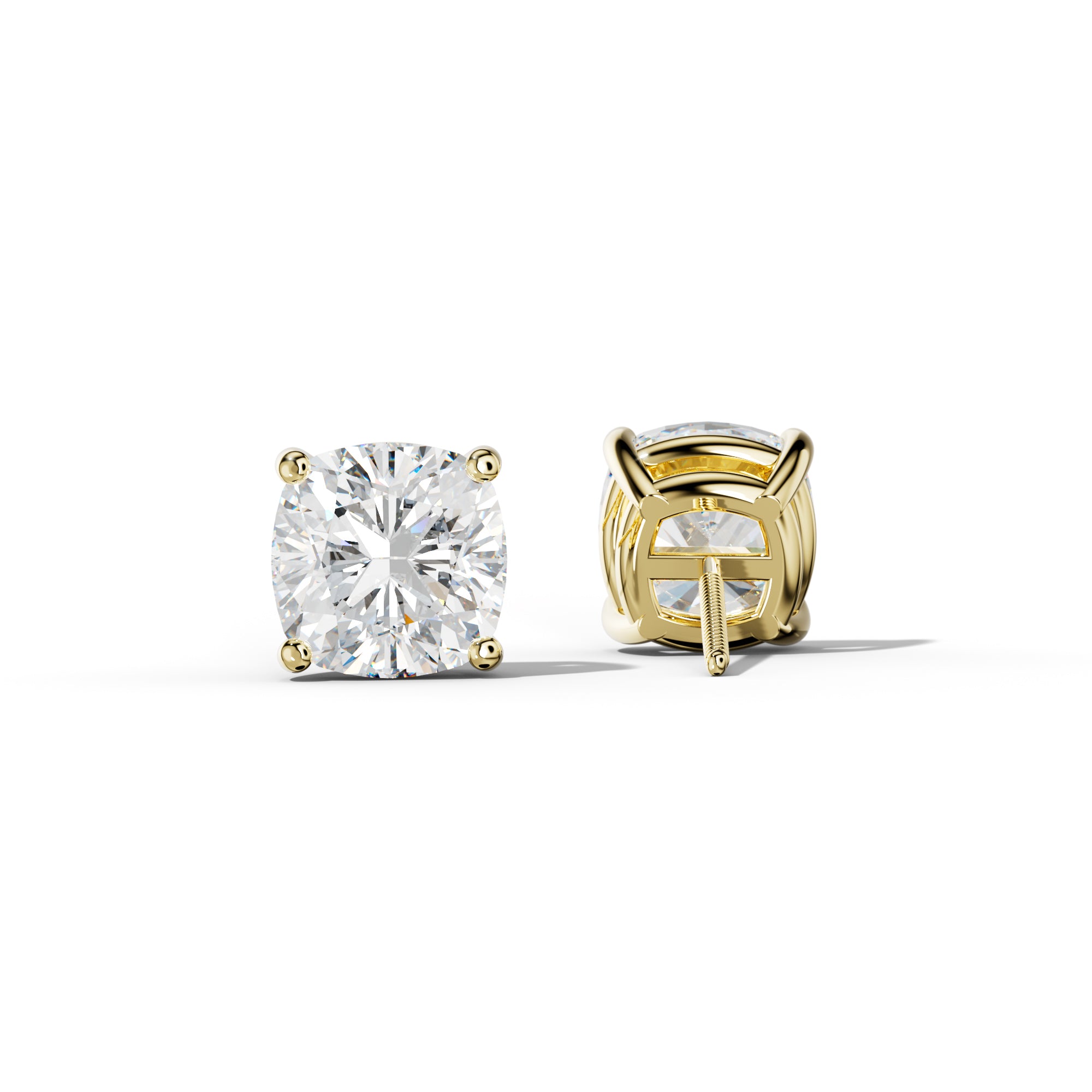Cushion Diamond Stud Earrings With Classic Four Prongs