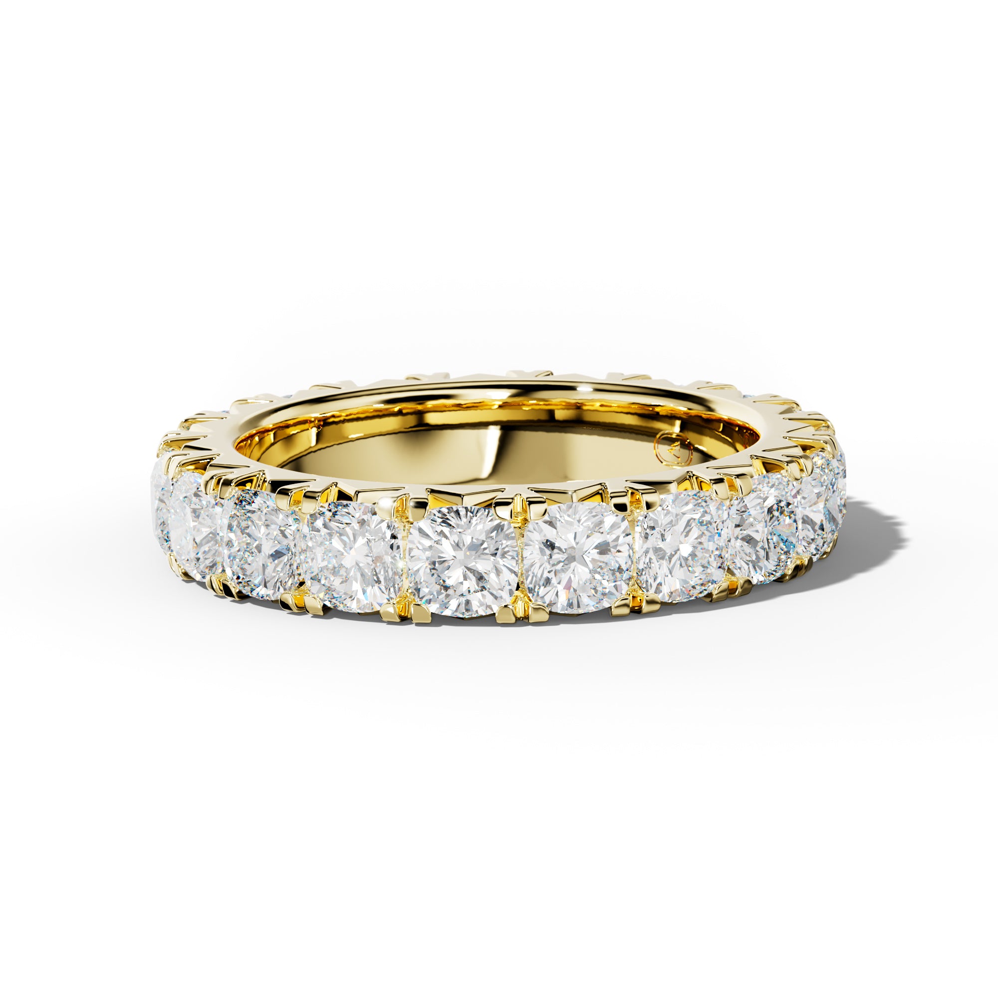 5.0 Carat Cushion Diamond French Pave Eternity Band