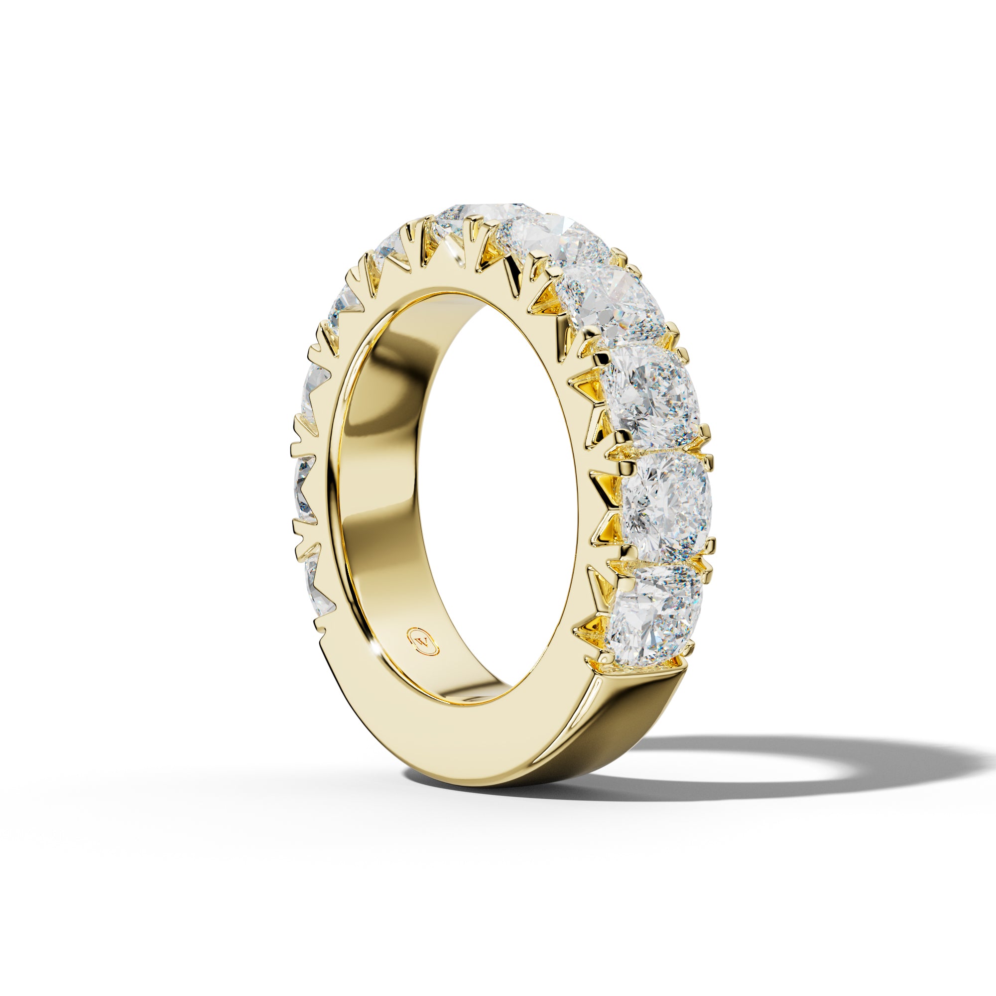 6.0 Carat Cushion Diamond French Pave 3/4 Anniversary Band