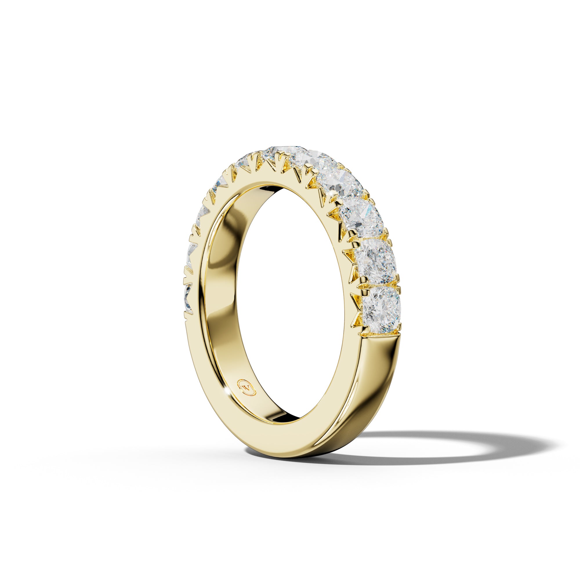 2.0 Carat Cushion Diamond French Pave Half Anniversary Band