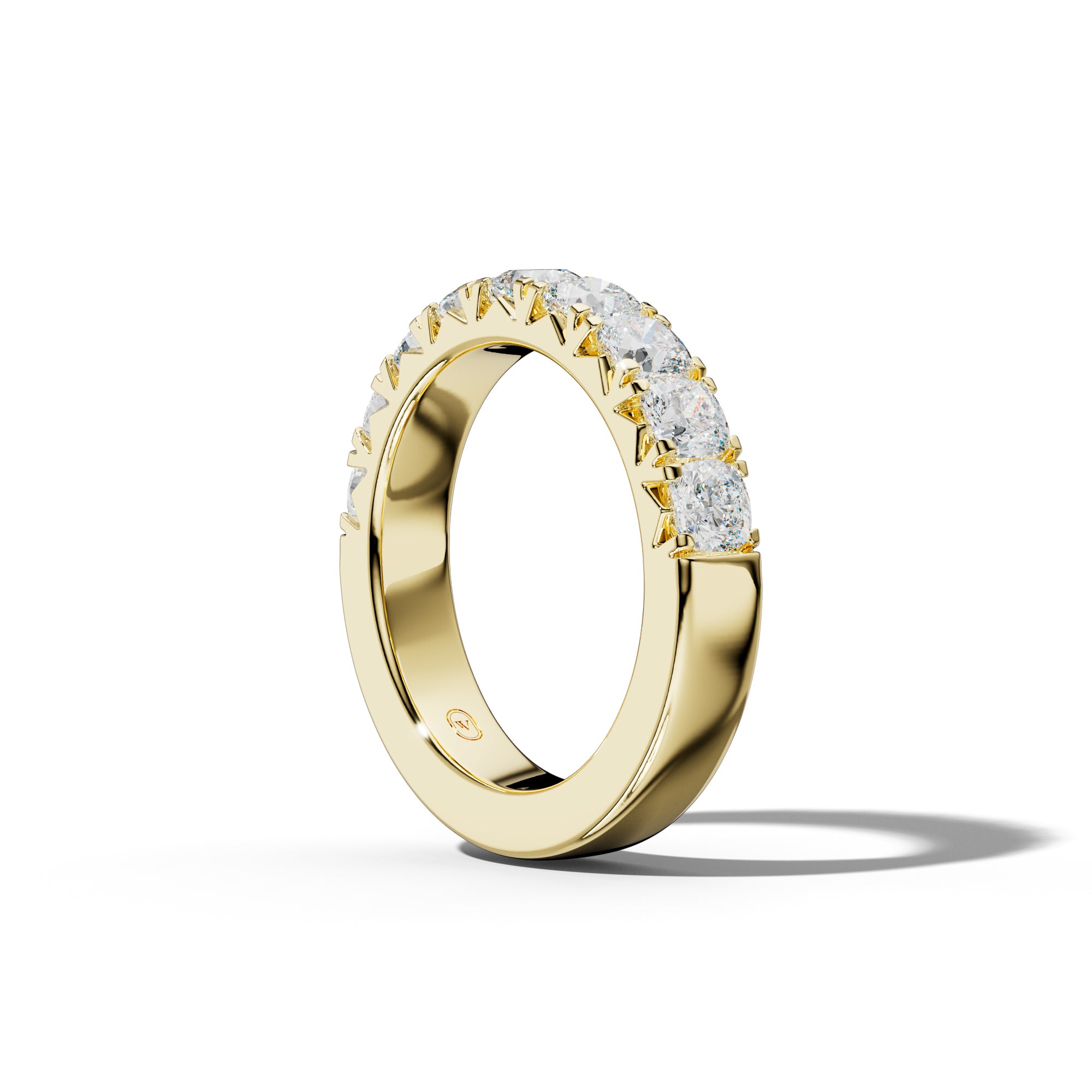 3.0 Carat Cushion Diamond French Pave Half Anniversary Band