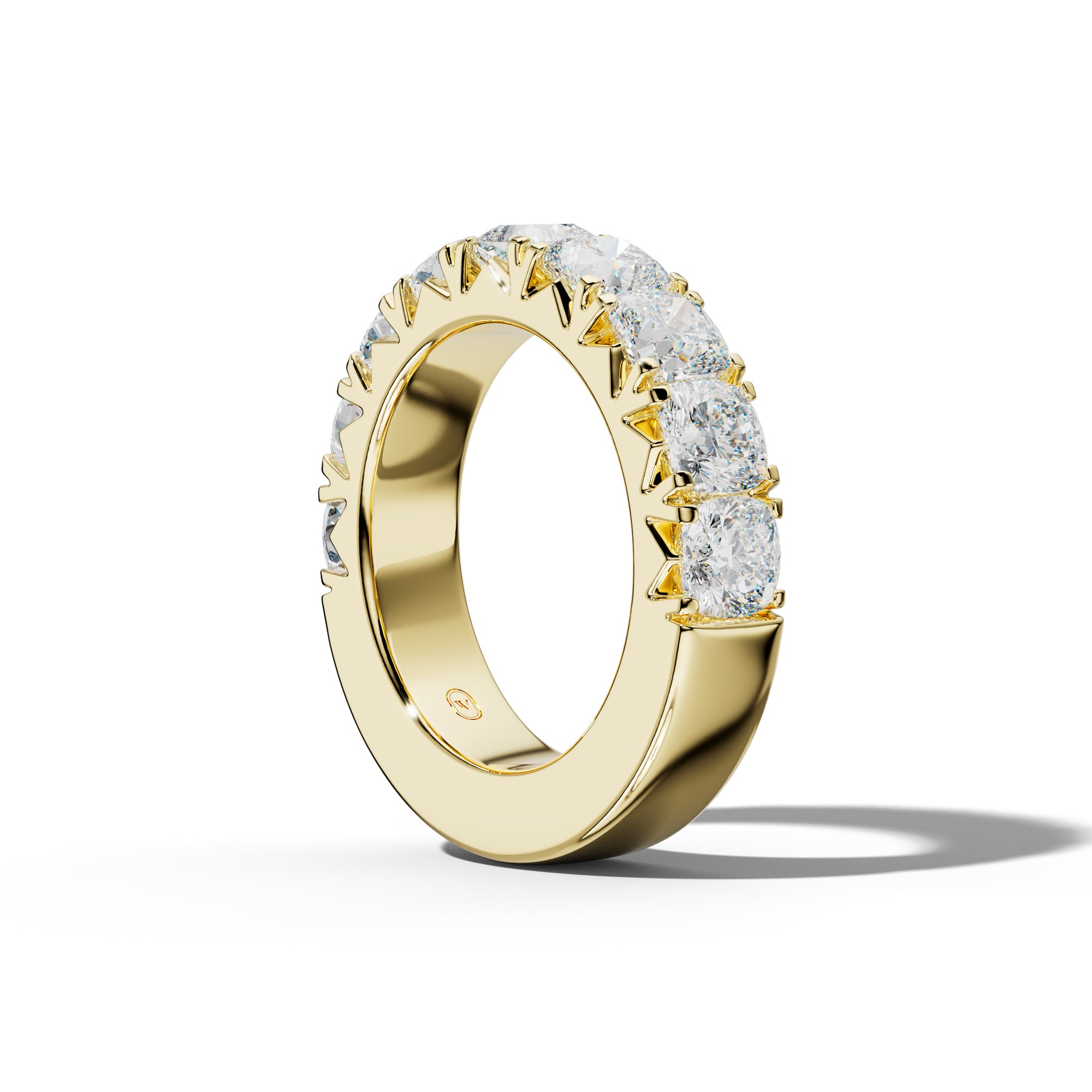 5.0 Carat Cushion Diamond French Pave Half Anniversary Band