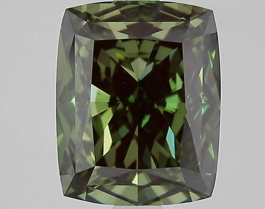 3.08 Carat Cushion Cut Fancy Green