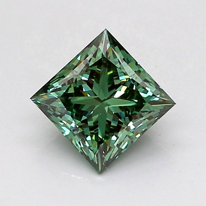 1.02 Carat Green VVS1 Princess Lab Diamond