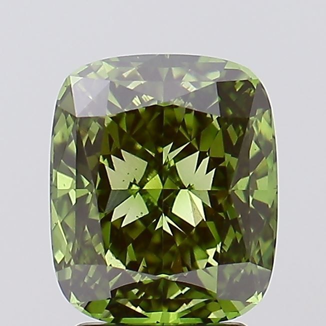 3.12 Carat Cushion Cut Fancy Green