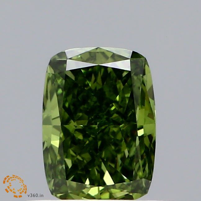 0.59 Carat Cushion Cut Fancy Green