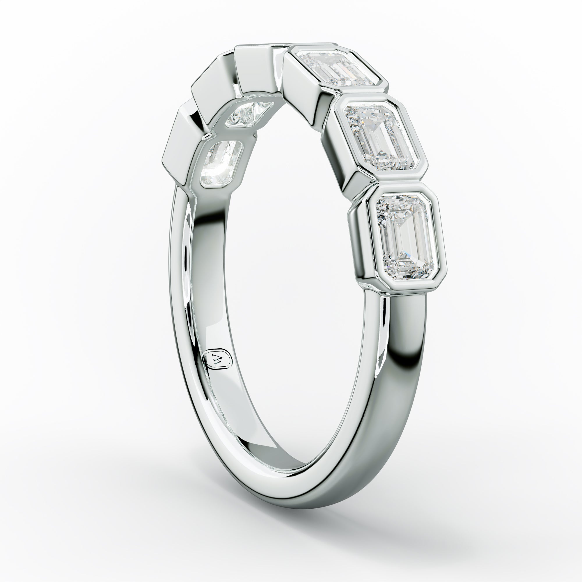 1.0 Carat East West Emerald Cut Bezel Set Diamond Anniversary Band