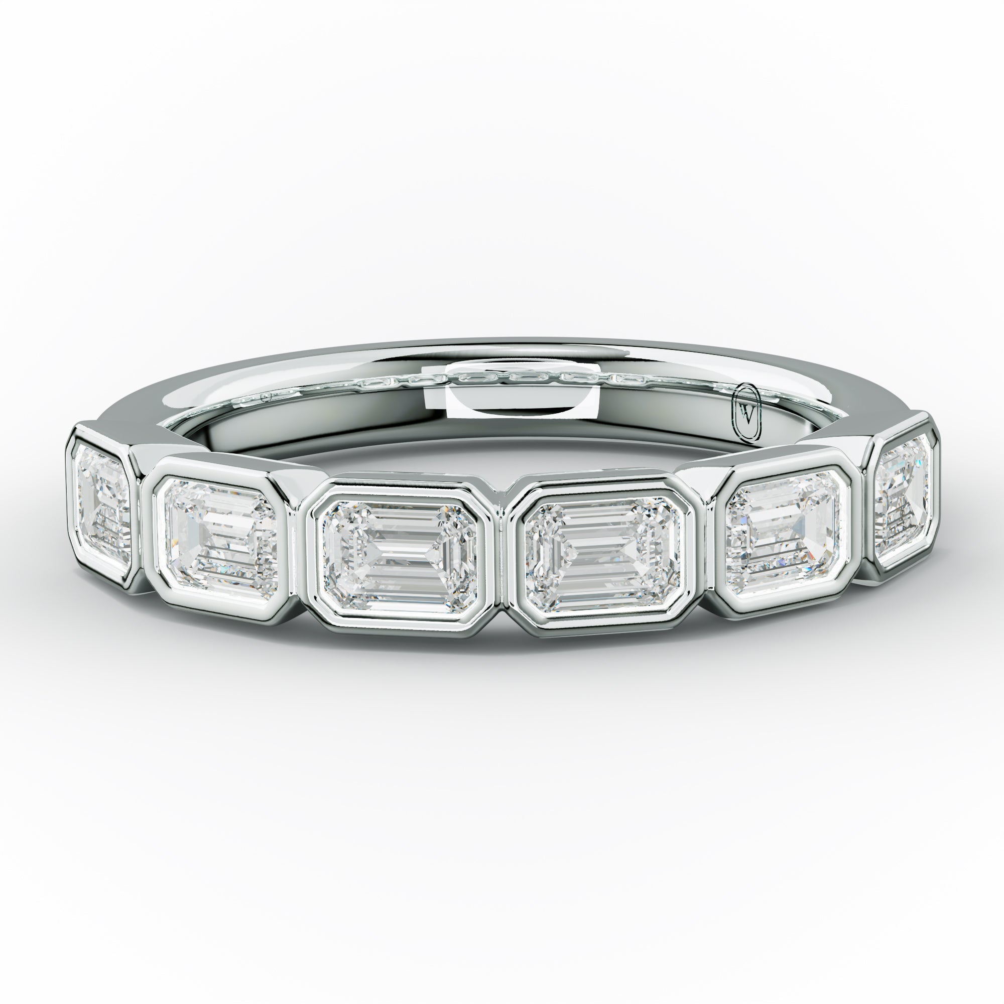 1.0 Carat East West Emerald Cut Bezel Set Diamond Anniversary Band